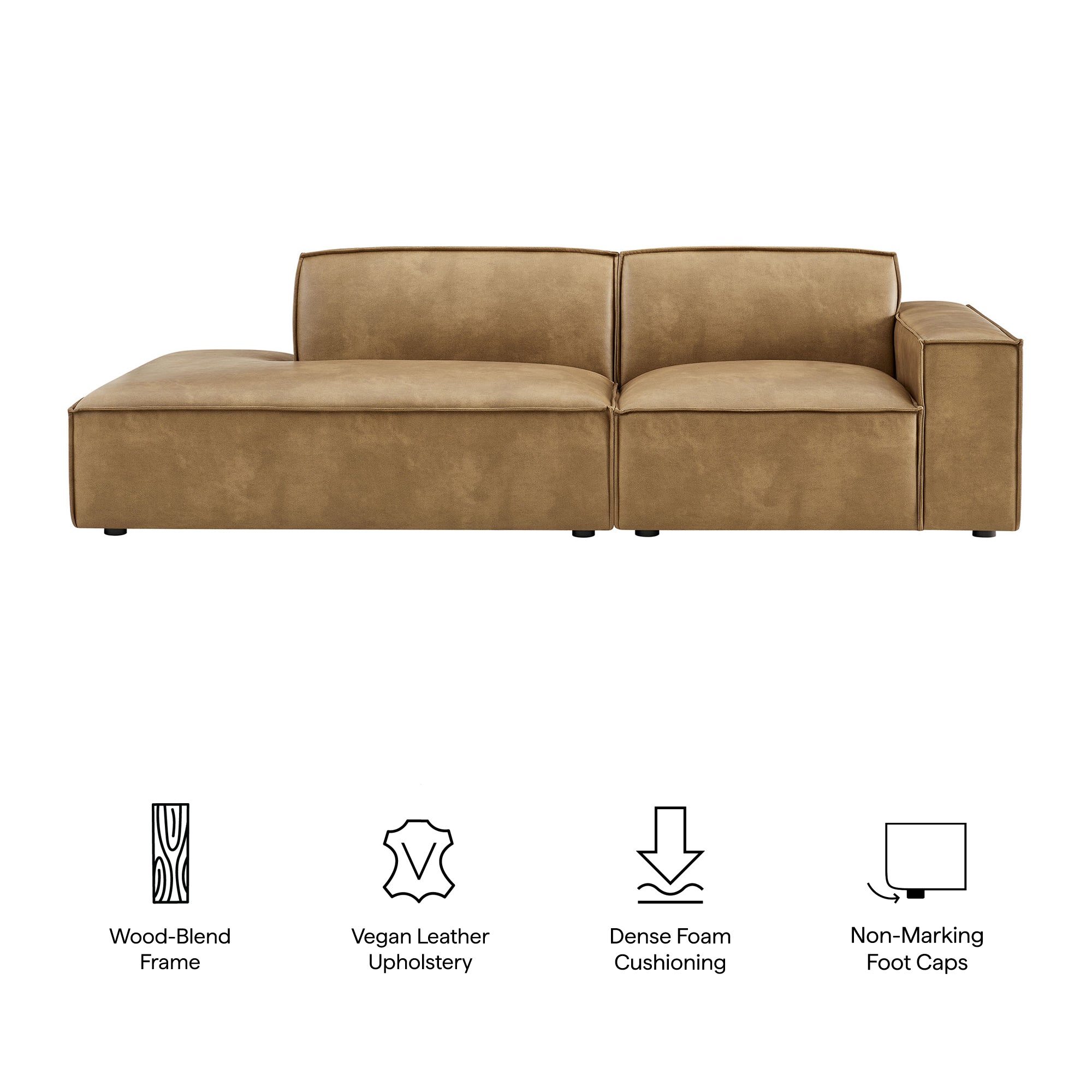 Modway EEI-7428 Restore 2-Piece Vegan Leather Modular Loveseat