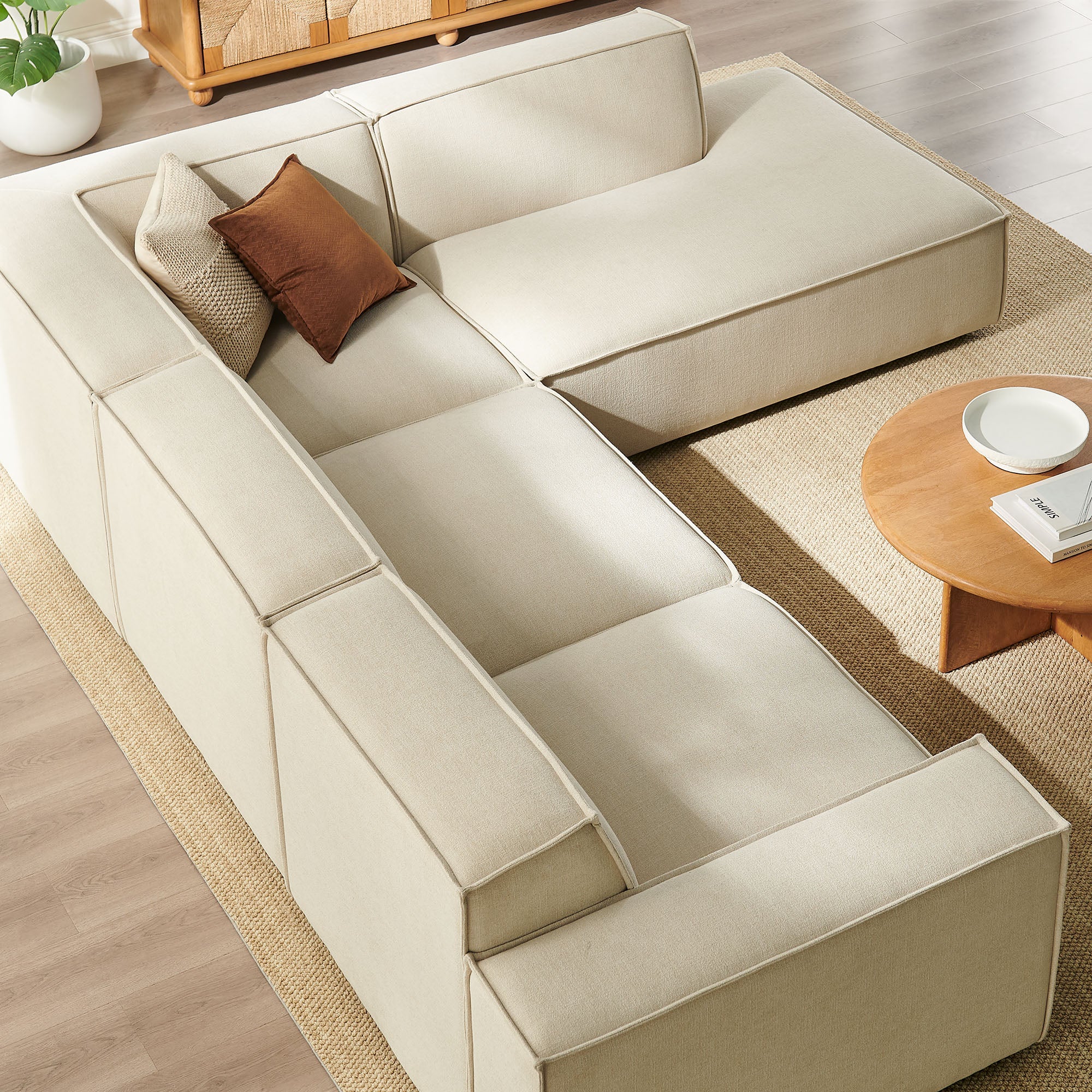 Modway EEI-7429 Restore 4-Piece Performance Fabric Upholstered Modular L-Shaped Sofa