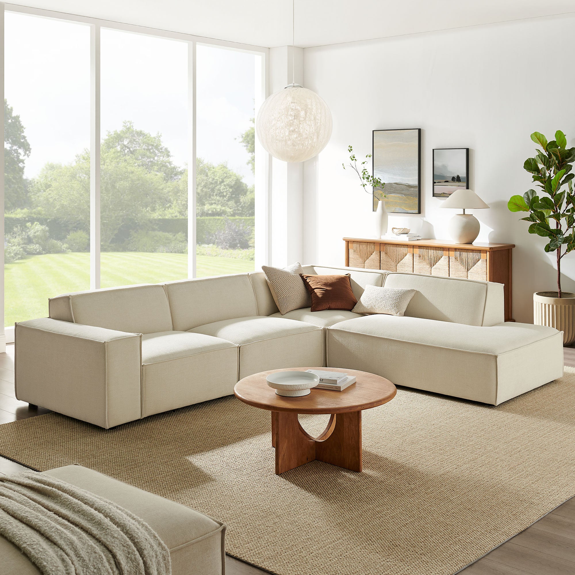 Modway EEI-7429 Restore 4-Piece Performance Fabric Upholstered Modular L-Shaped Sofa