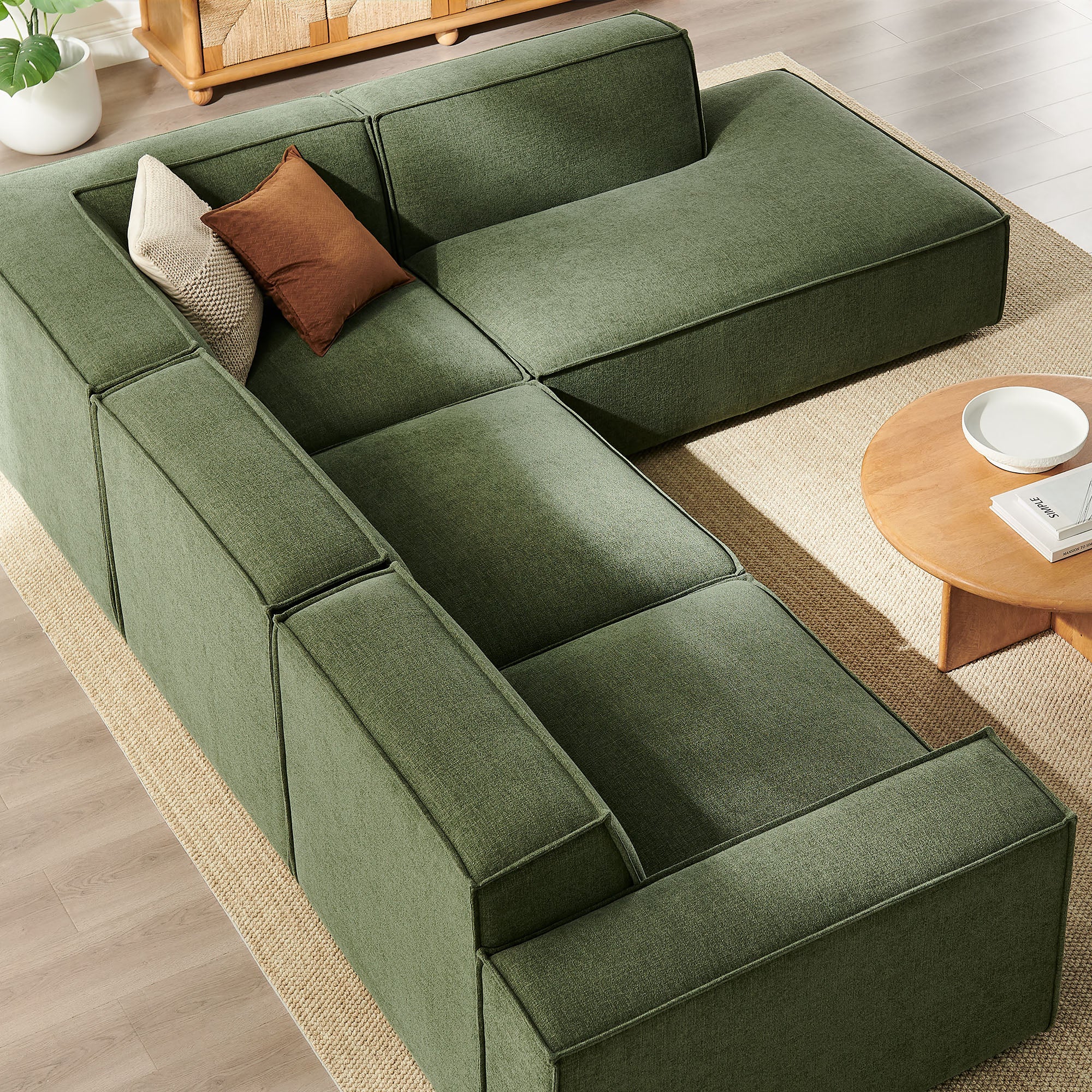 Modway EEI-7429 Restore 4-Piece Performance Fabric Upholstered Modular L-Shaped Sofa