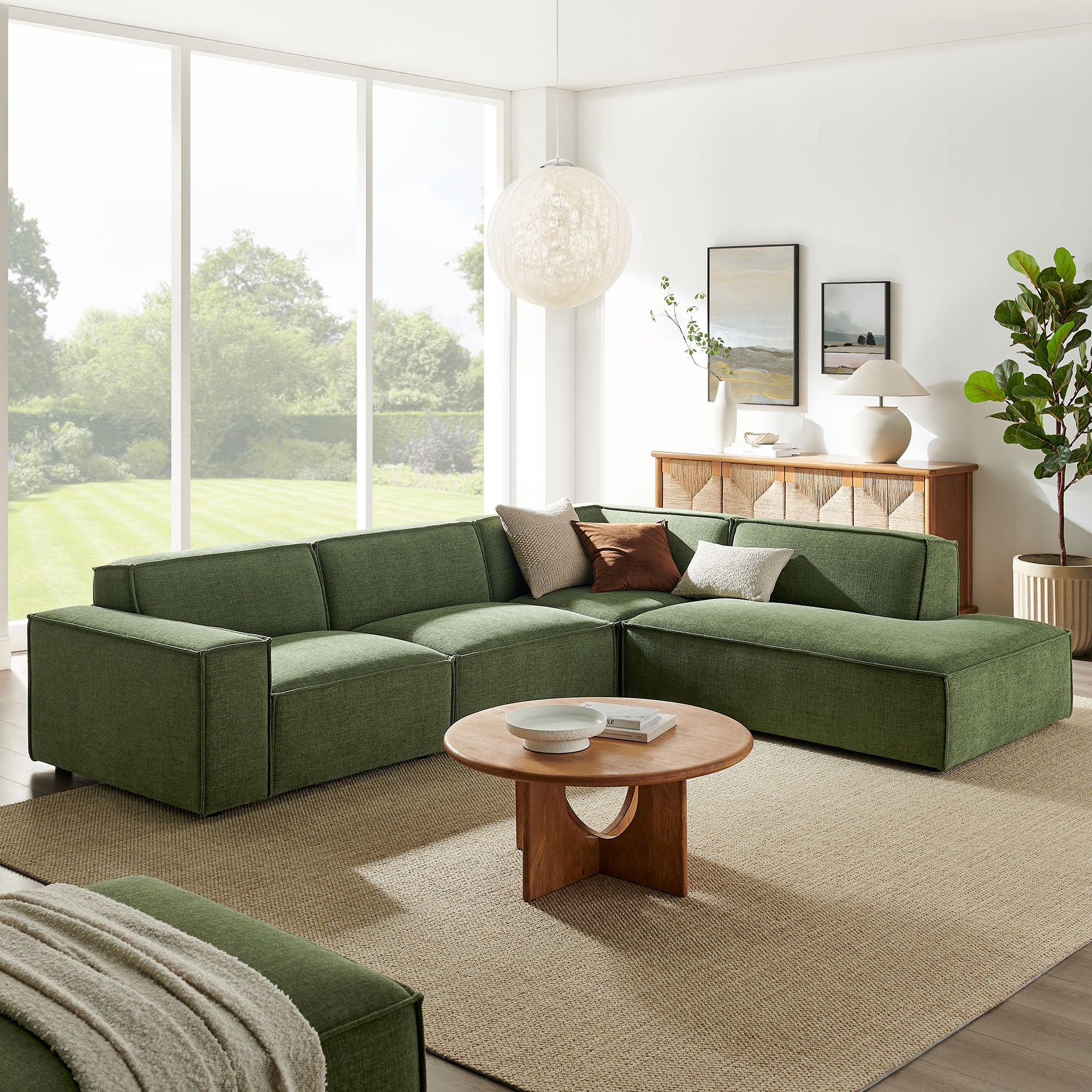 Modway EEI-7429 Restore 4-Piece Performance Fabric Upholstered Modular L-Shaped Sofa
