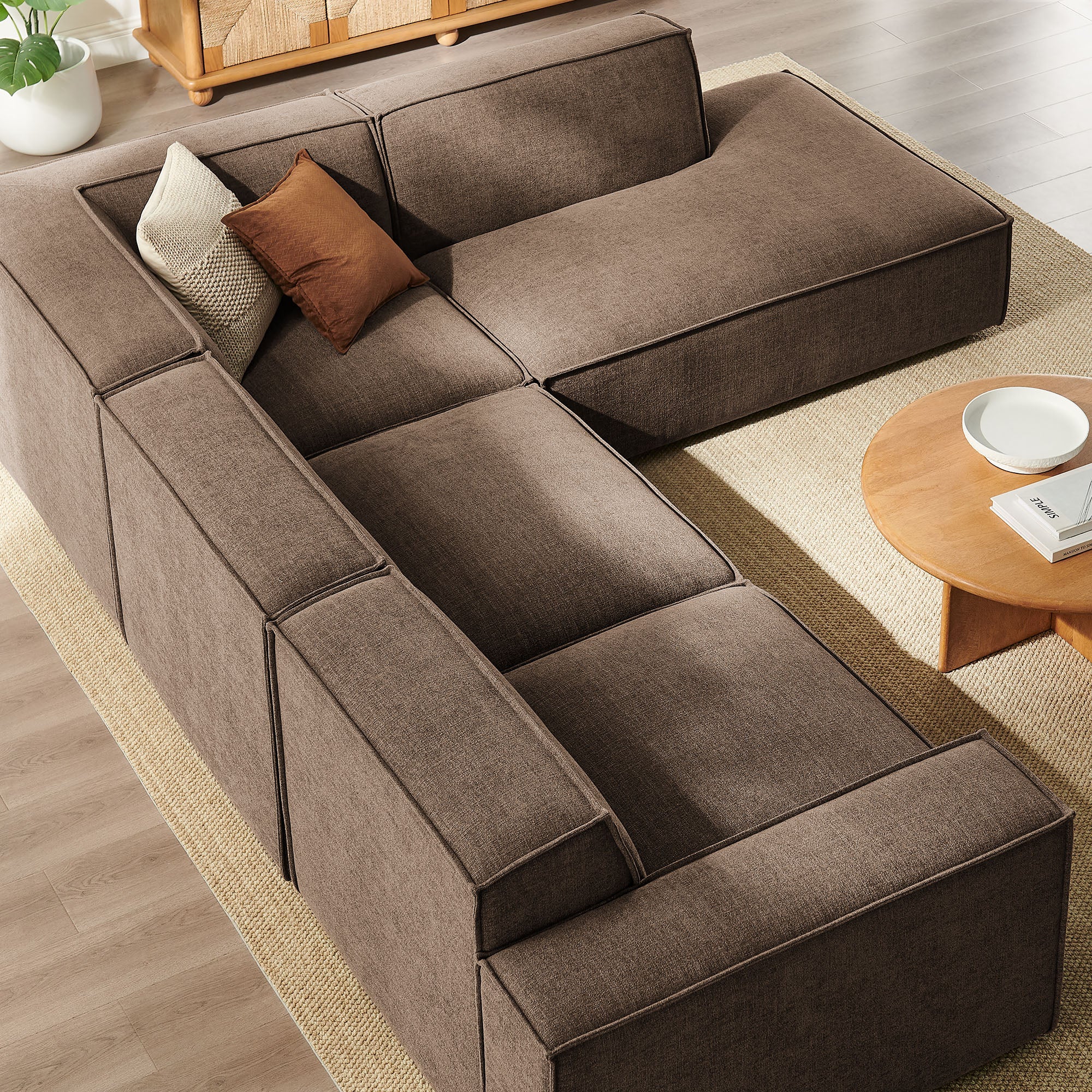 Modway EEI-7429 Restore 4-Piece Performance Fabric Upholstered Modular L-Shaped Sofa