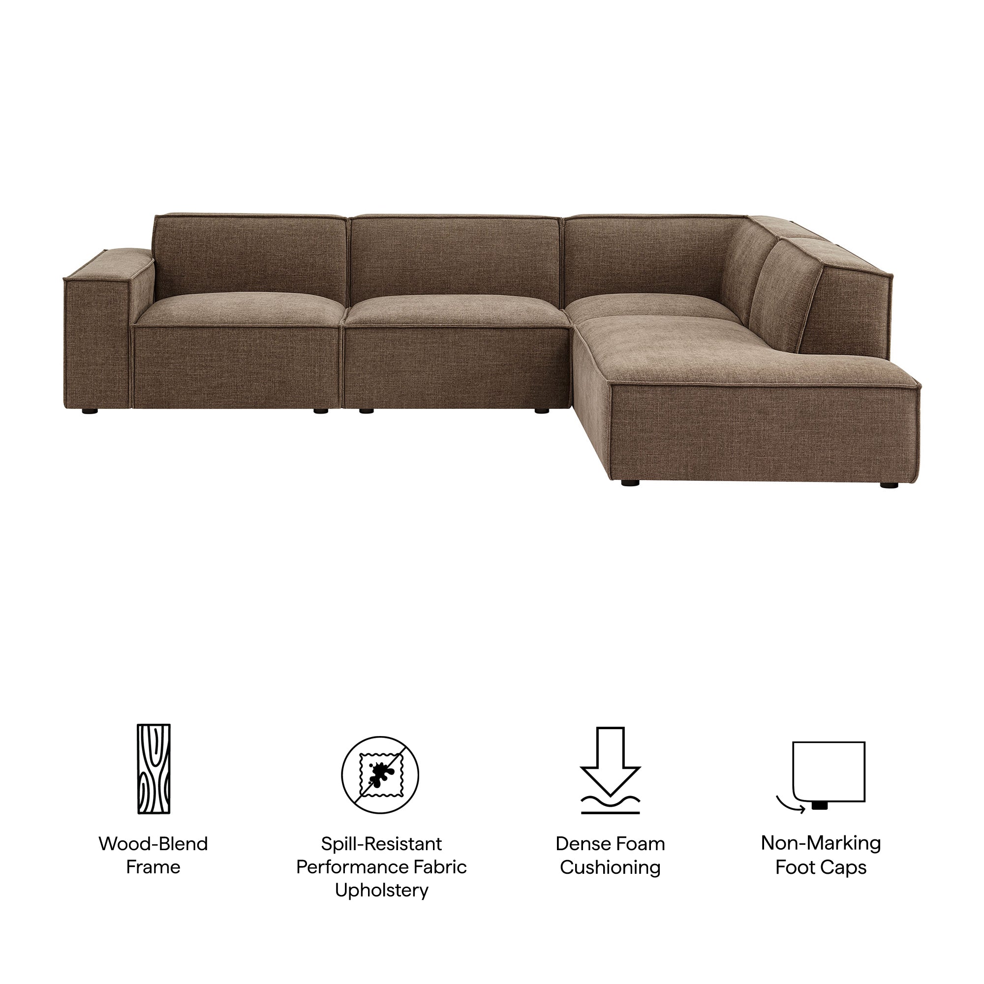 Modway EEI-7429 Restore 4-Piece Performance Fabric Upholstered Modular L-Shaped Sofa