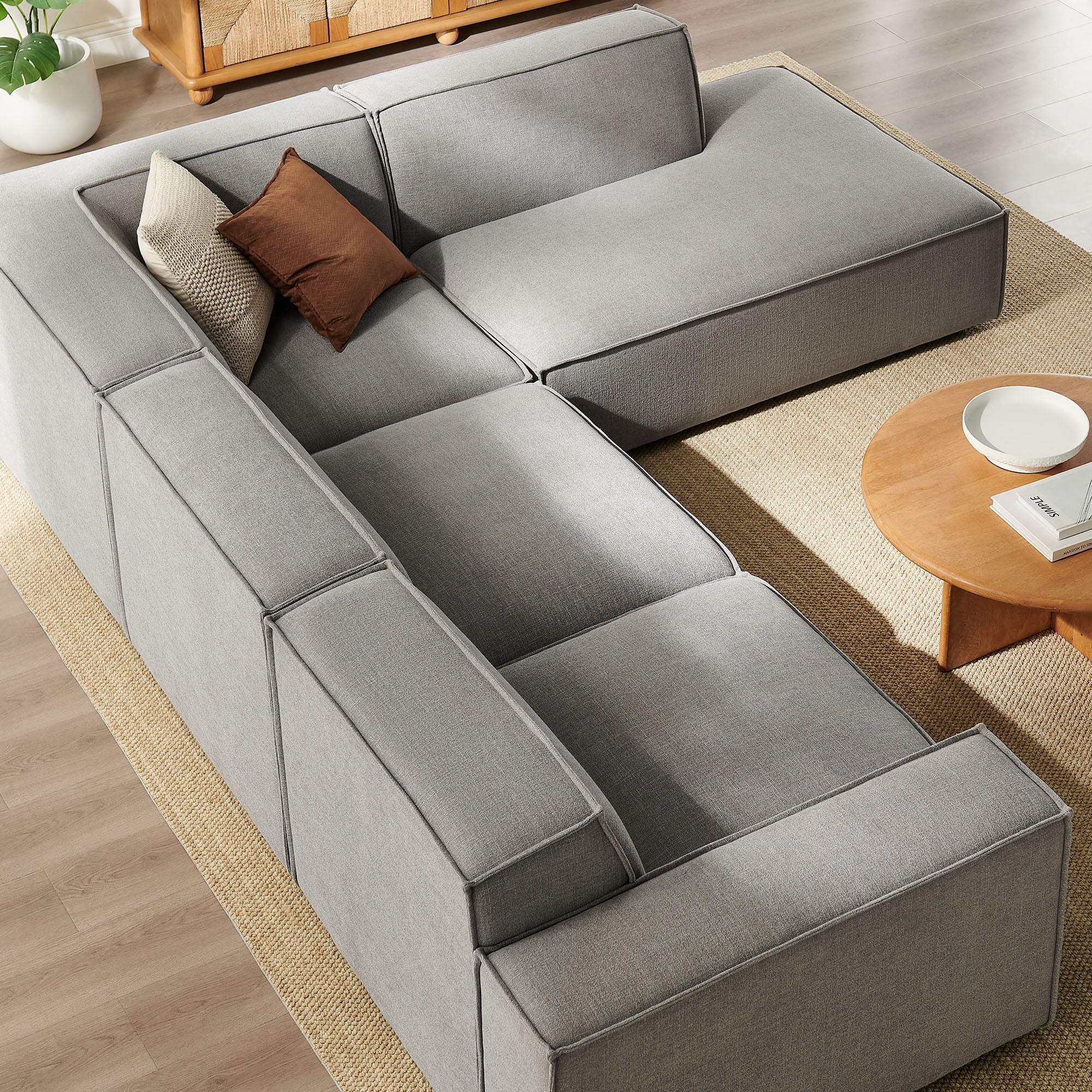 Modway EEI-7429 Restore 4-Piece Performance Fabric Upholstered Modular L-Shaped Sofa