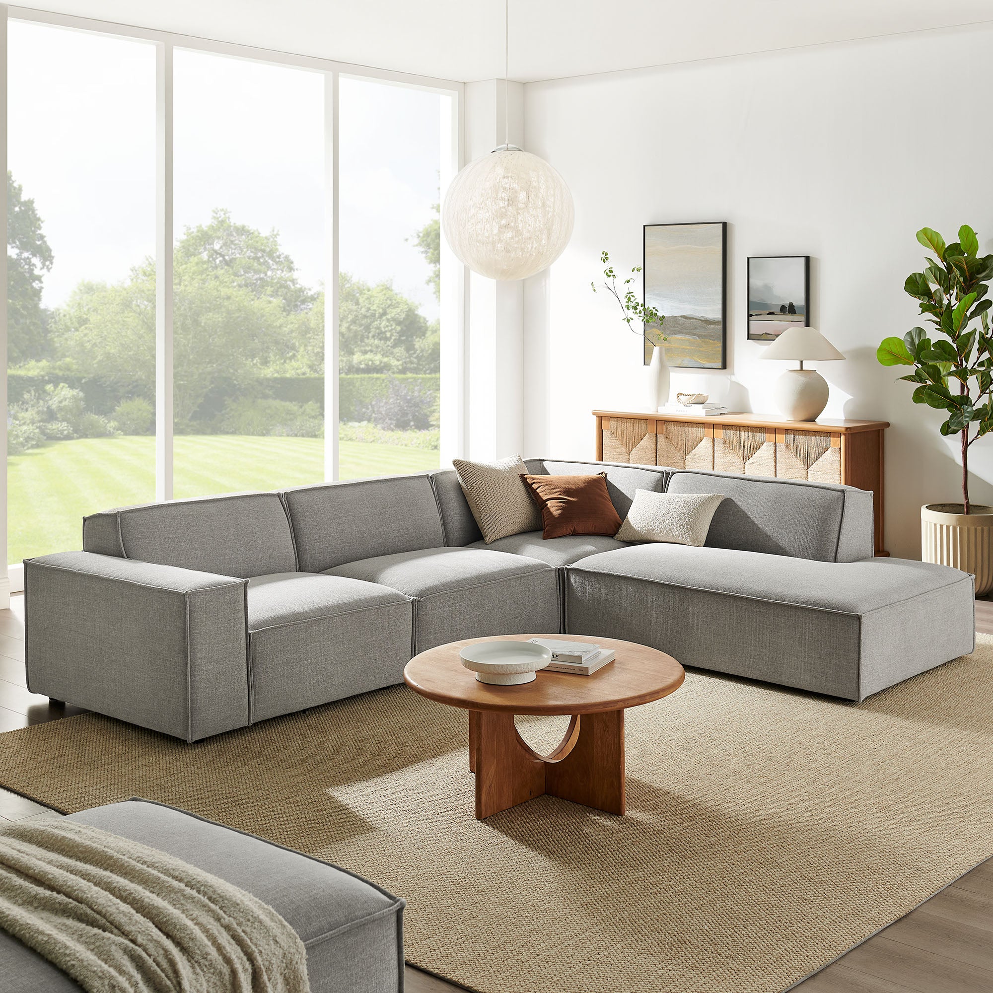 Modway EEI-7429 Restore 4-Piece Performance Fabric Upholstered Modular L-Shaped Sofa
