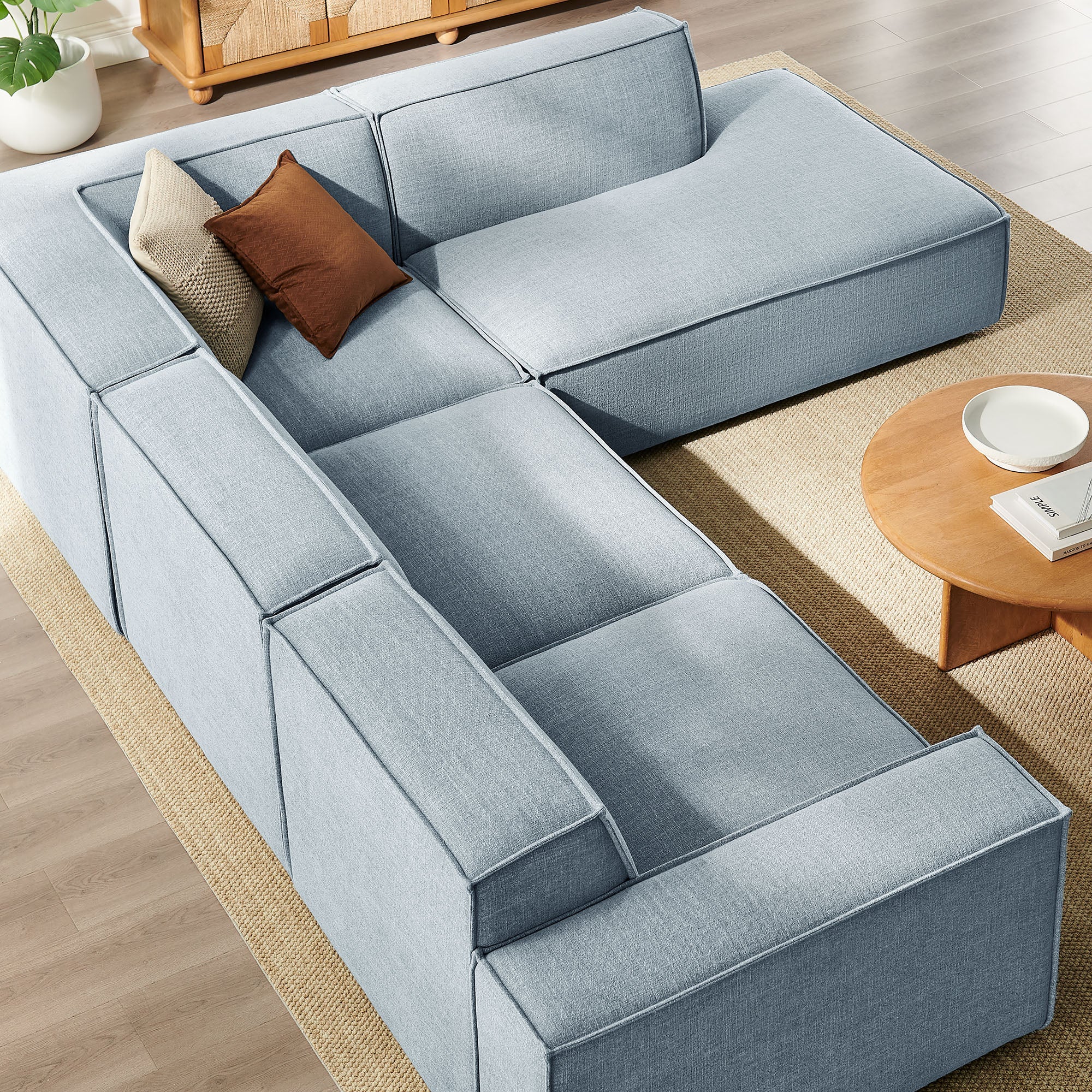 Modway EEI-7429 Restore 4-Piece Performance Fabric Upholstered Modular L-Shaped Sofa