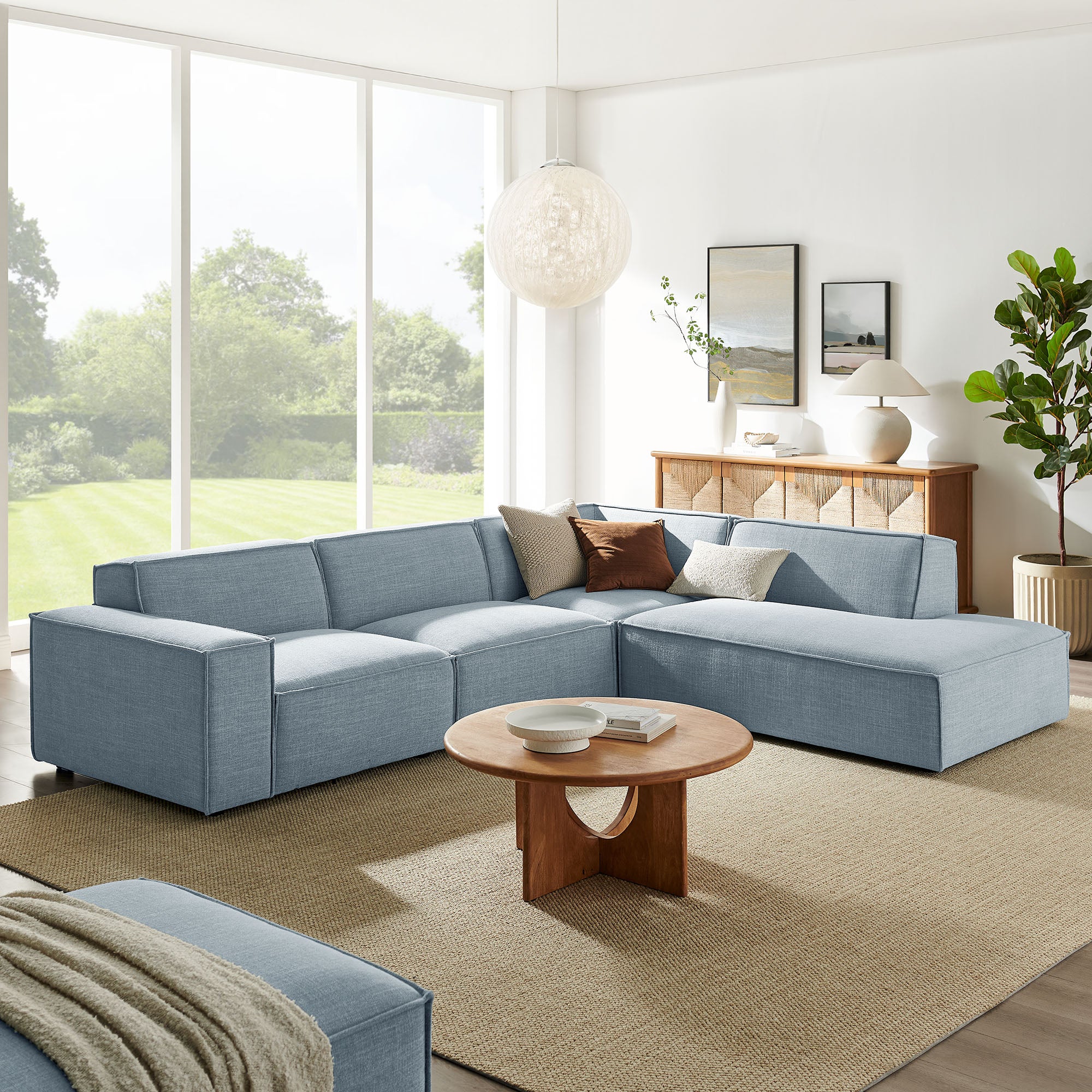Modway EEI-7429 Restore 4-Piece Performance Fabric Upholstered Modular L-Shaped Sofa