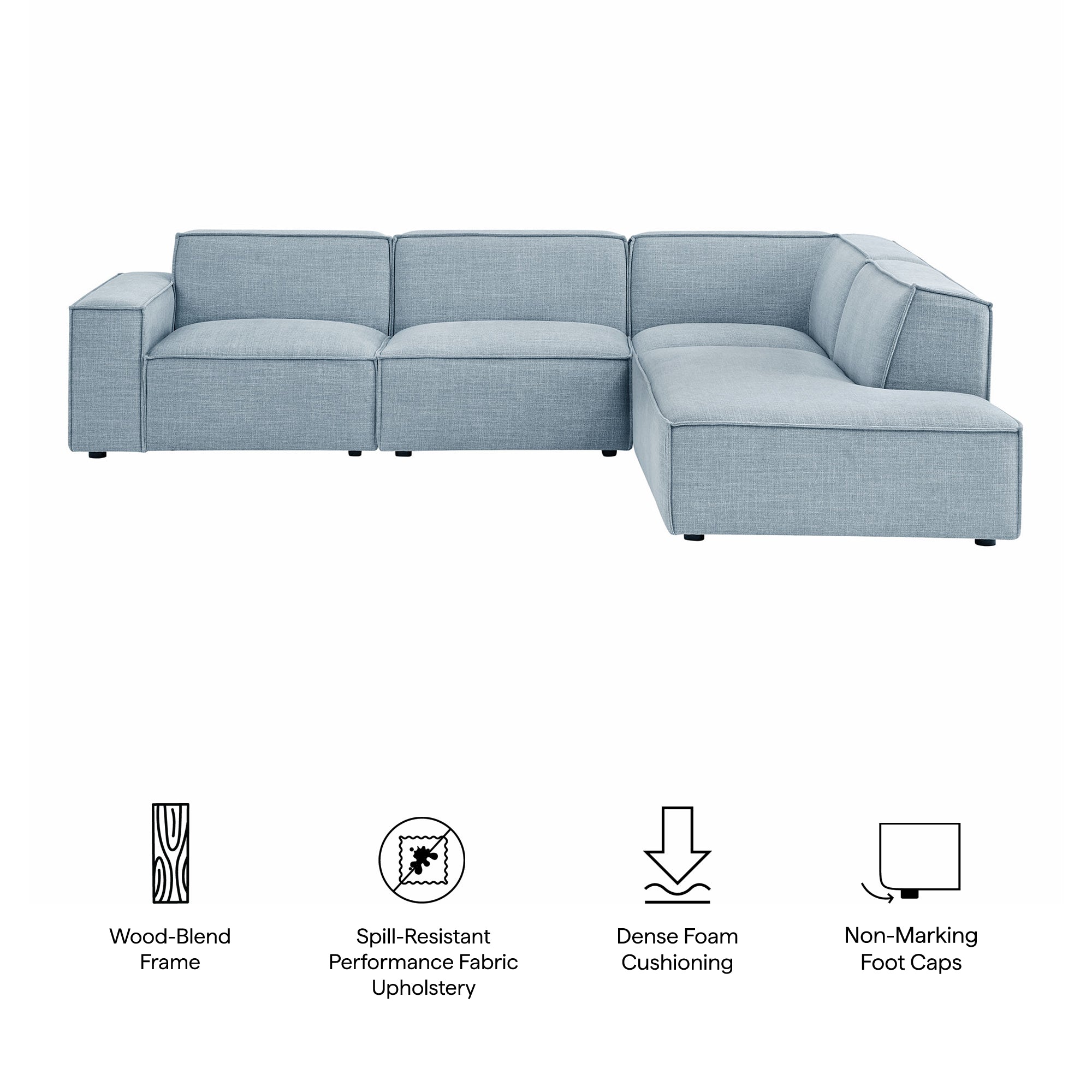 Modway EEI-7429 Restore 4-Piece Performance Fabric Upholstered Modular L-Shaped Sofa