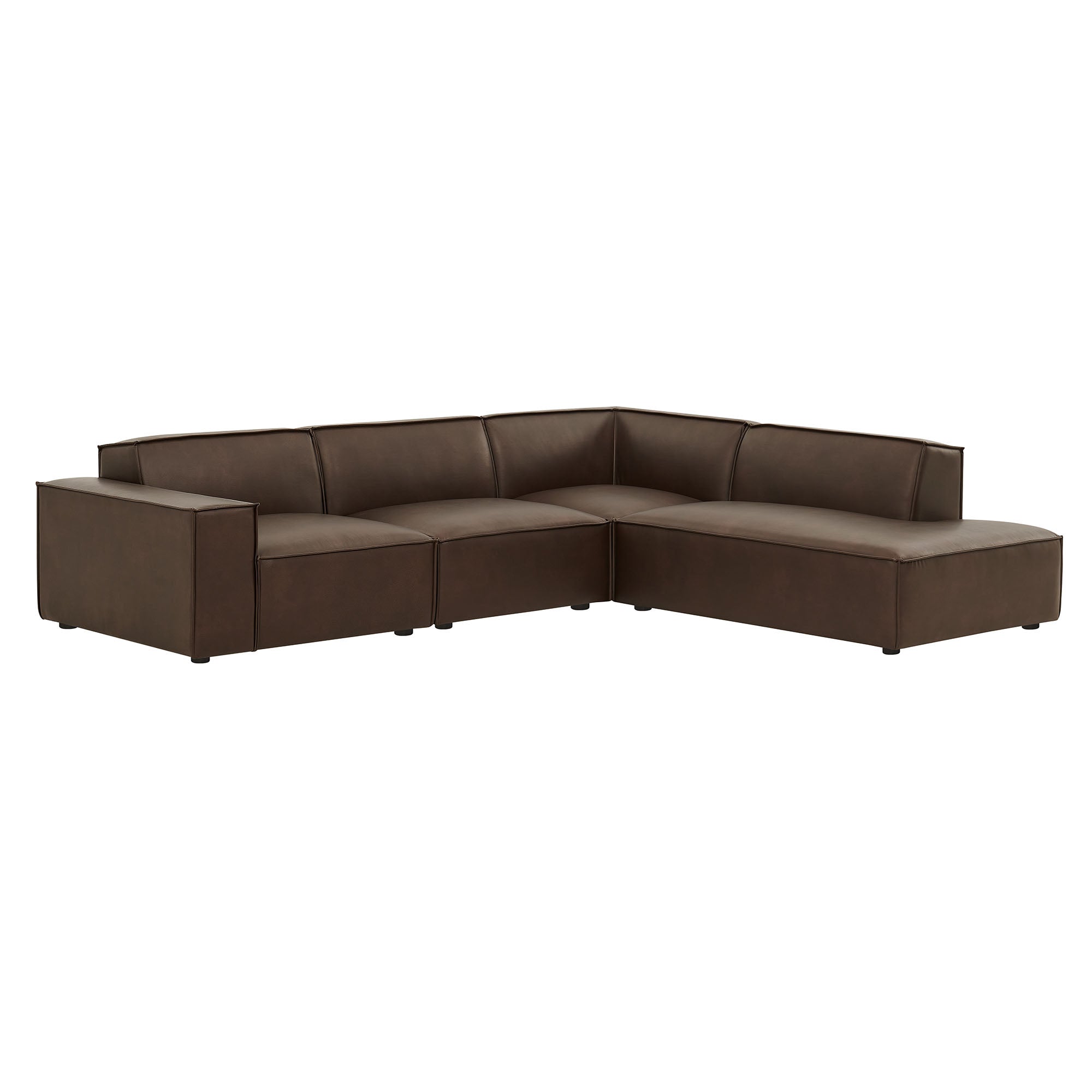 Modway EEI-7430 Restore 4-Piece Vegan Leather Modular L-Shaped Sofa