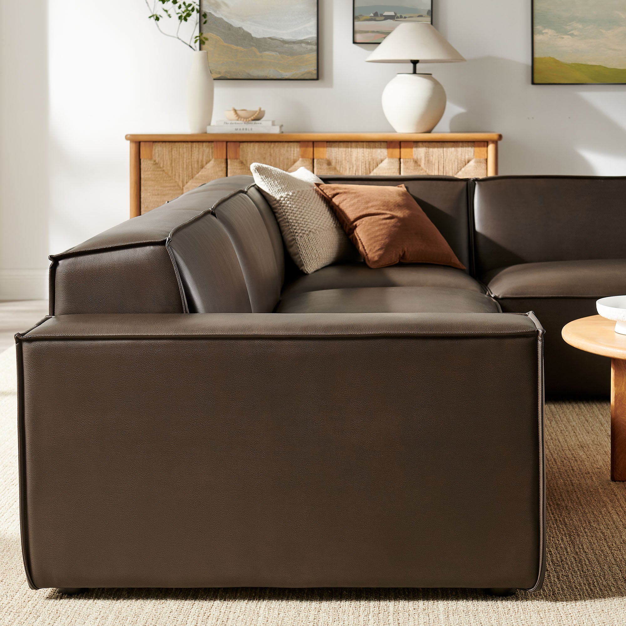 Modway EEI-7430 Restore 4-Piece Vegan Leather Modular L-Shaped Sofa