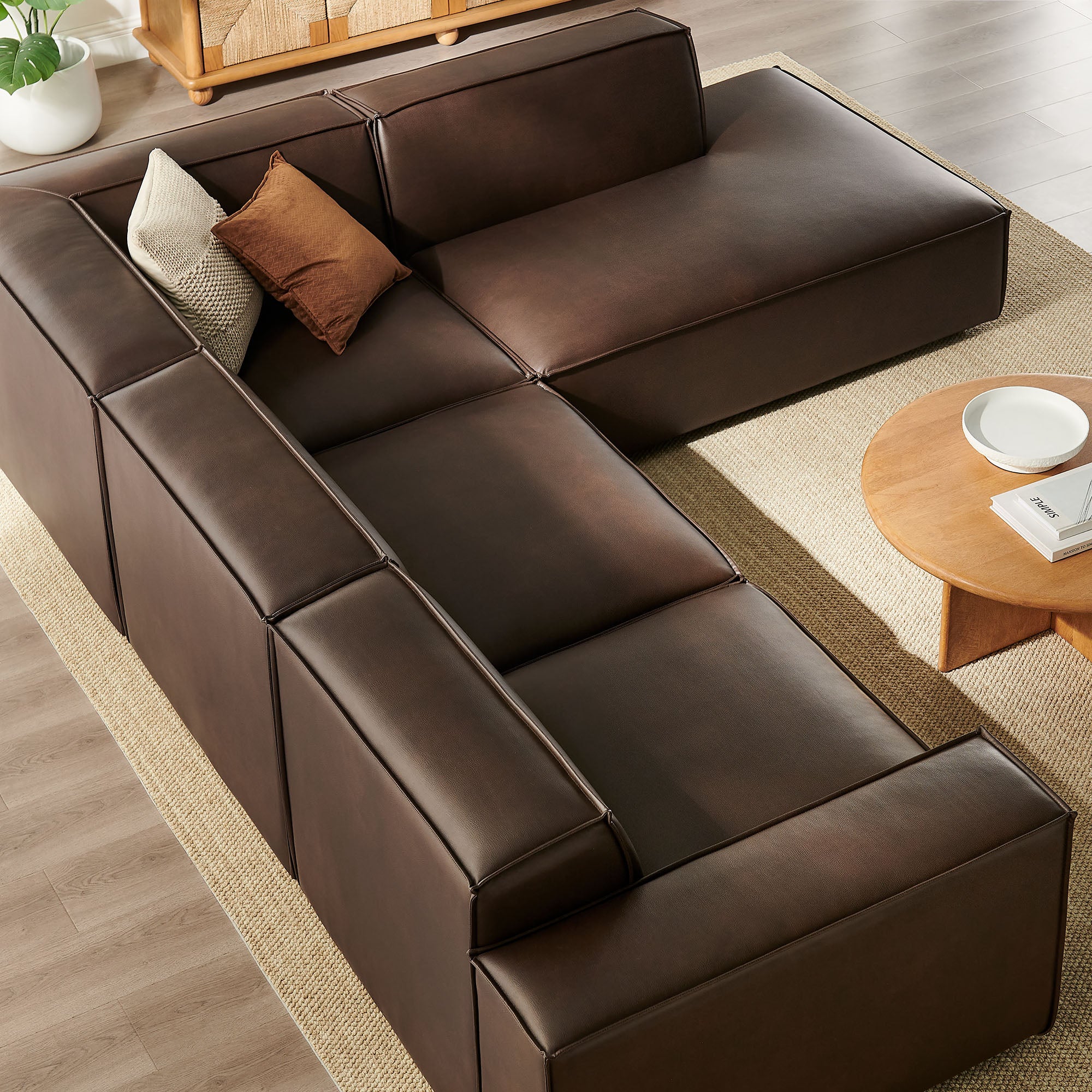 Modway EEI-7430 Restore 4-Piece Vegan Leather Modular L-Shaped Sofa