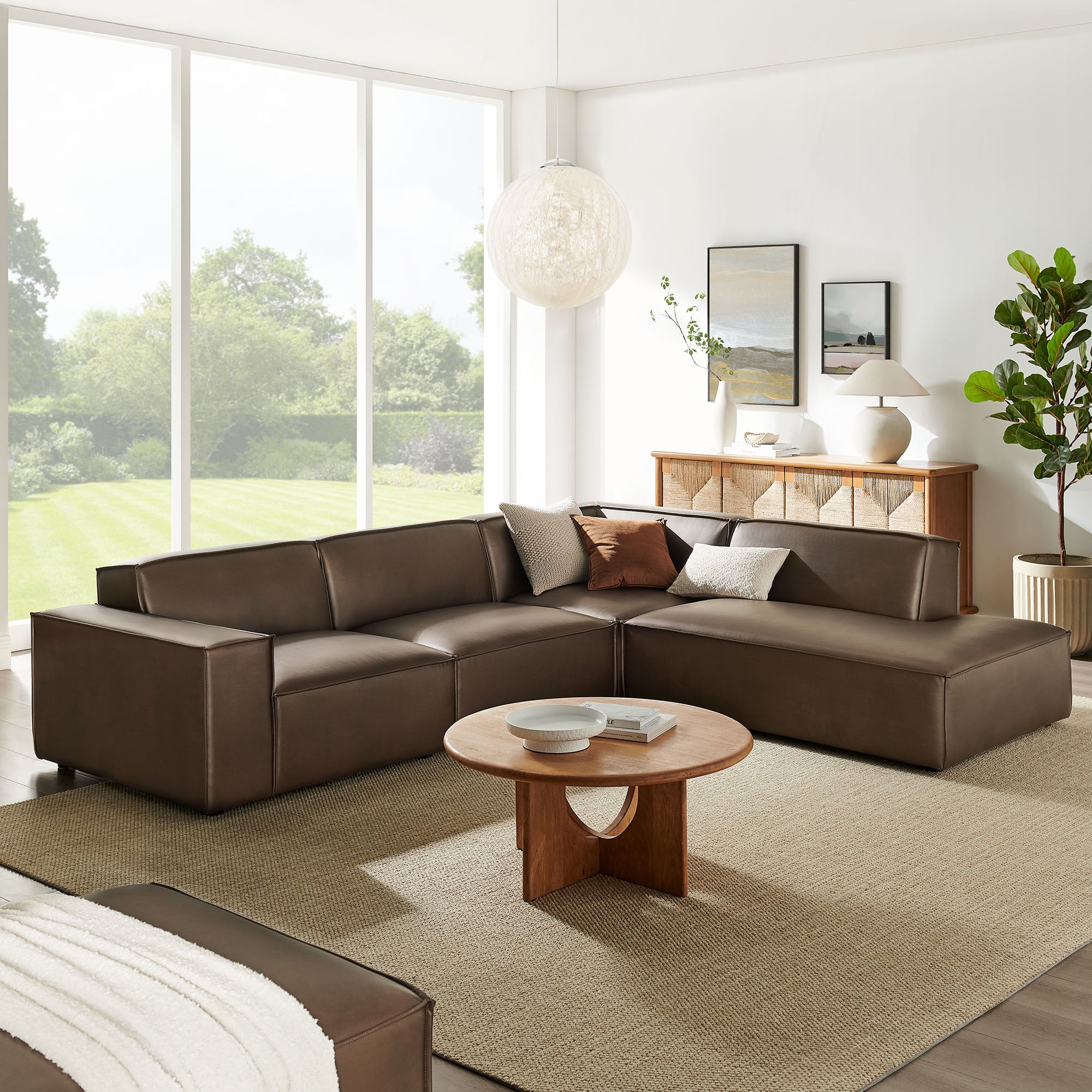 Modway EEI-7430 Restore 4-Piece Vegan Leather Modular L-Shaped Sofa