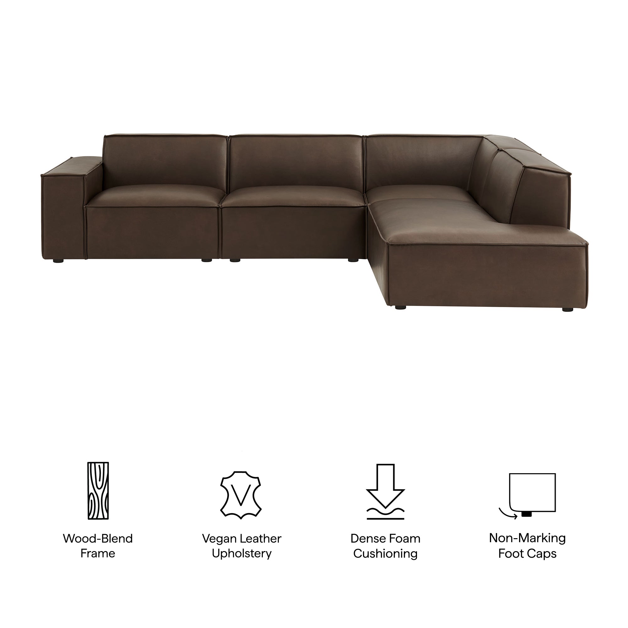 Modway EEI-7430 Restore 4-Piece Vegan Leather Modular L-Shaped Sofa