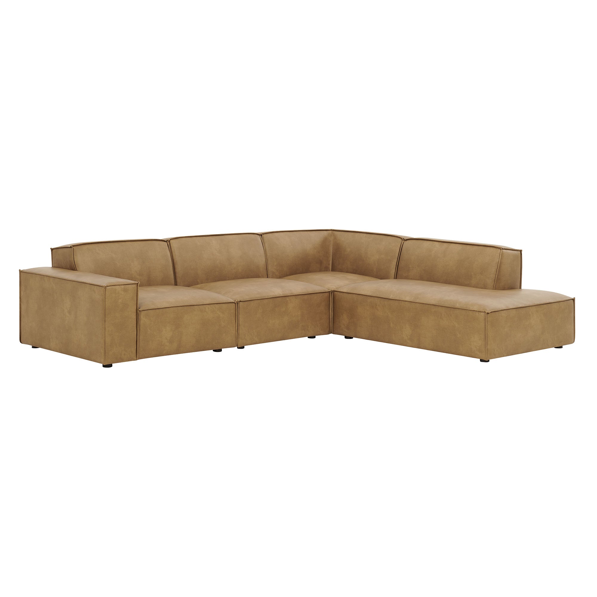 Modway EEI-7430 Restore 4-Piece Vegan Leather Modular L-Shaped Sofa