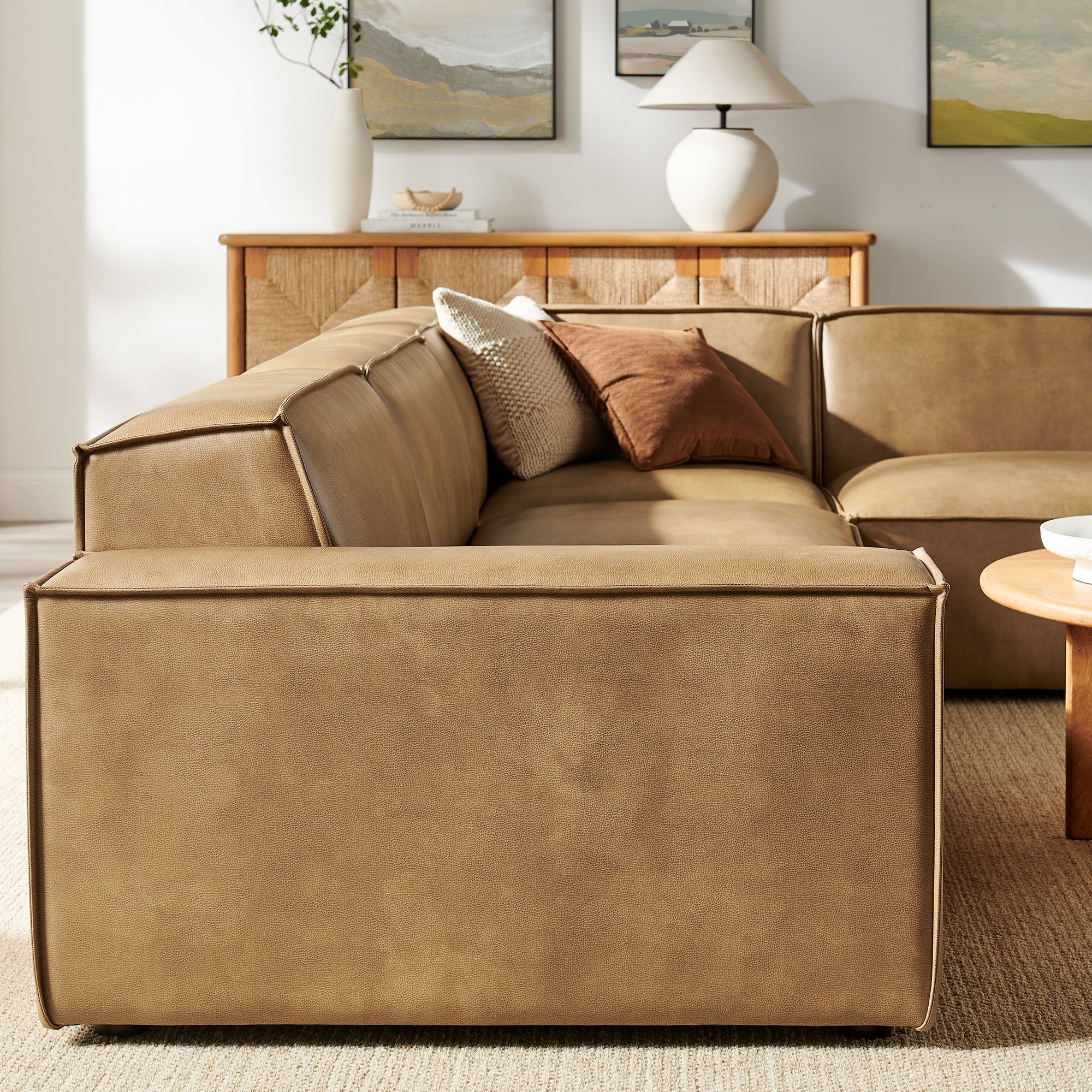 Modway EEI-7430 Restore 4-Piece Vegan Leather Modular L-Shaped Sofa