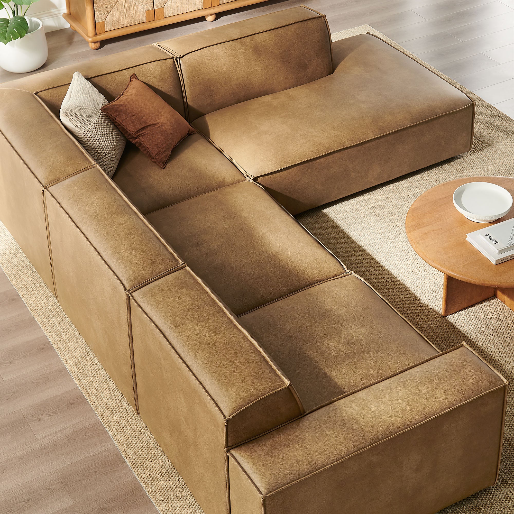 Modway EEI-7430 Restore 4-Piece Vegan Leather Modular L-Shaped Sofa