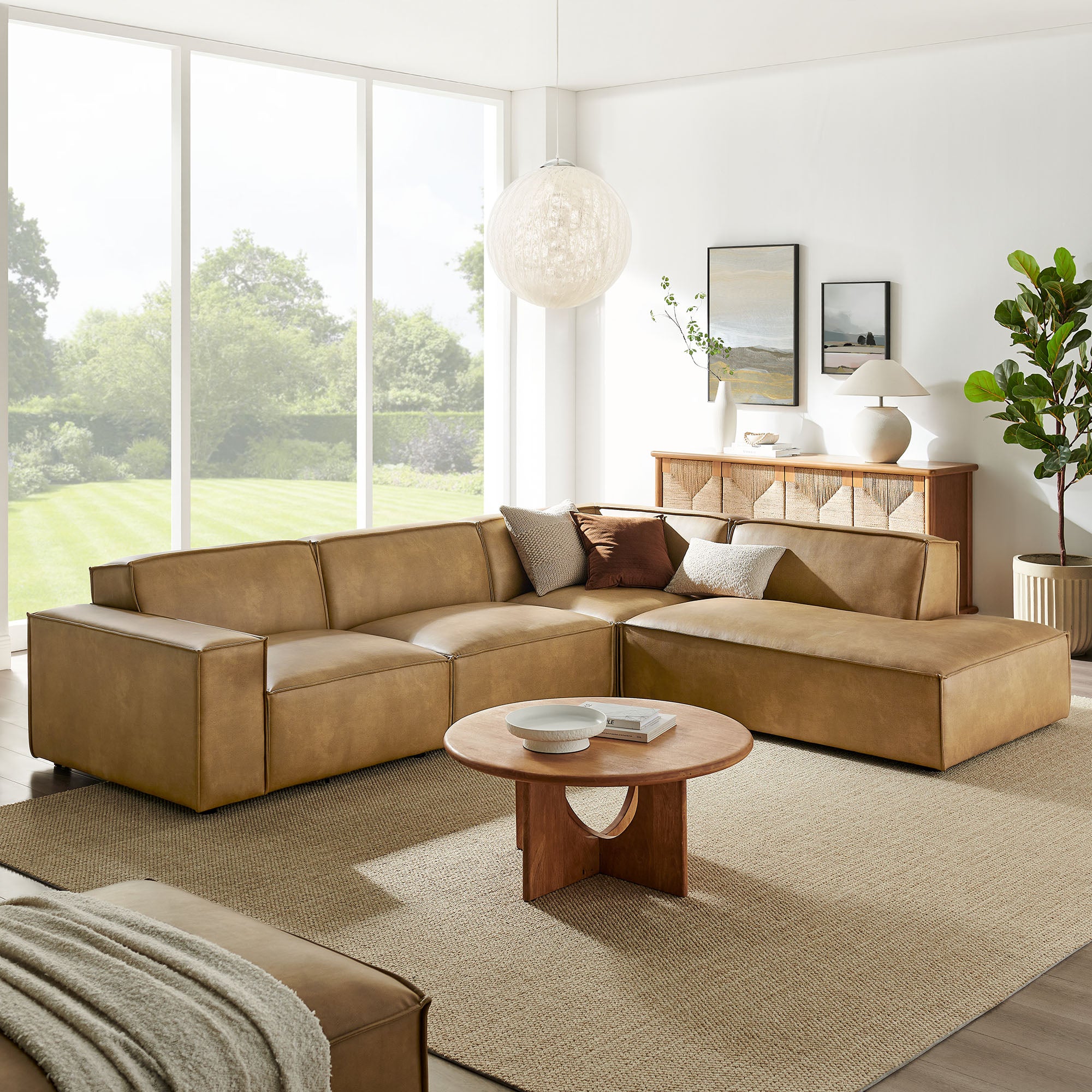 Modway EEI-7430 Restore 4-Piece Vegan Leather Modular L-Shaped Sofa