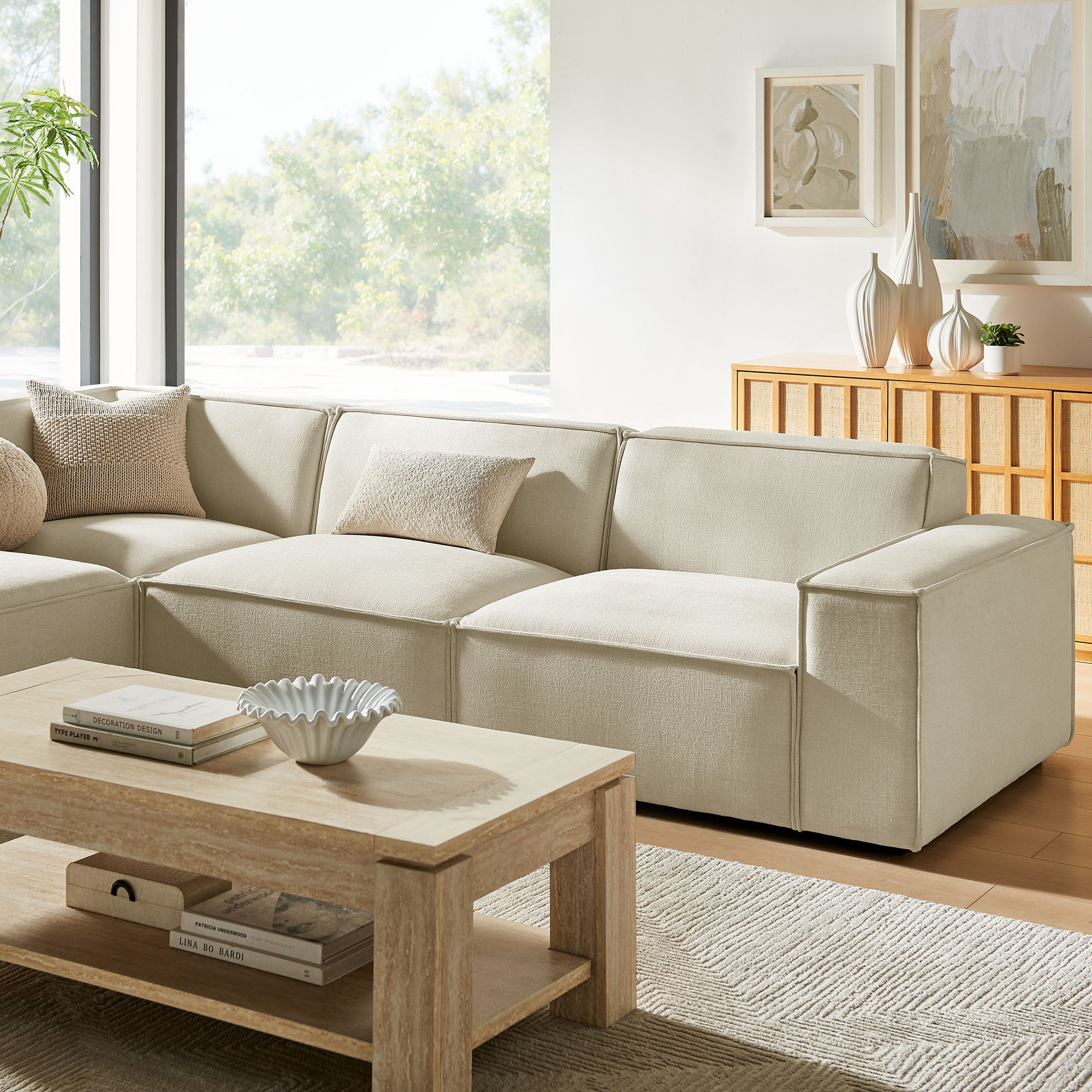 Modway EEI-7431 Restore 4-Piece Performance Fabric Upholstered Modular L-Shaped Sofa