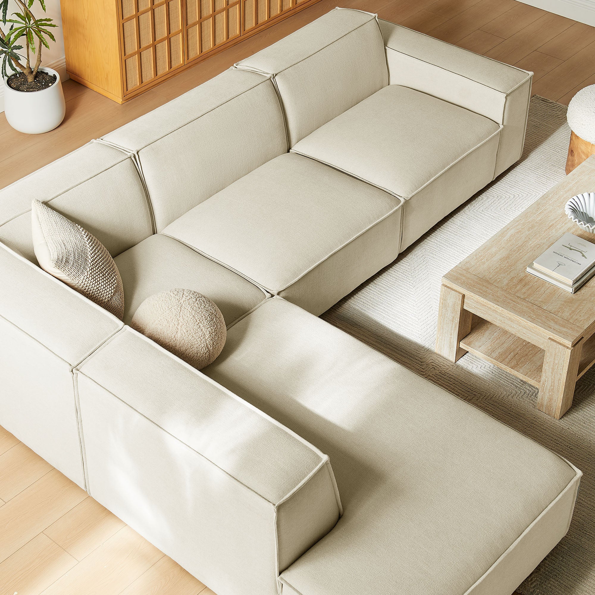Modway EEI-7431 Restore 4-Piece Performance Fabric Upholstered Modular L-Shaped Sofa