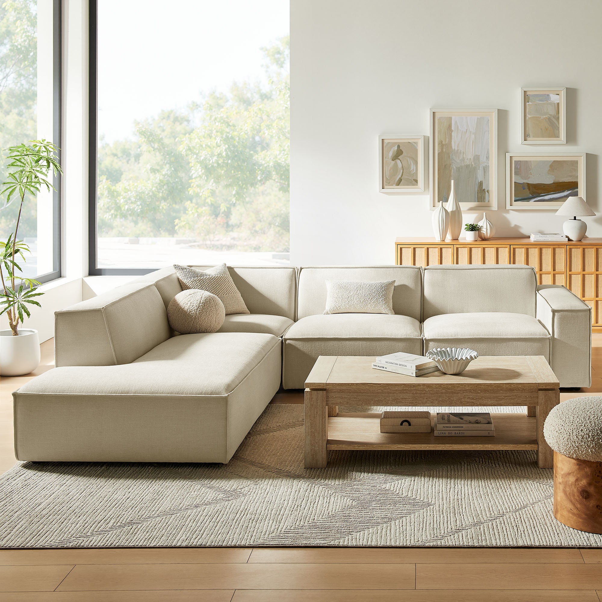 Modway EEI-7431 Restore 4-Piece Performance Fabric Upholstered Modular L-Shaped Sofa