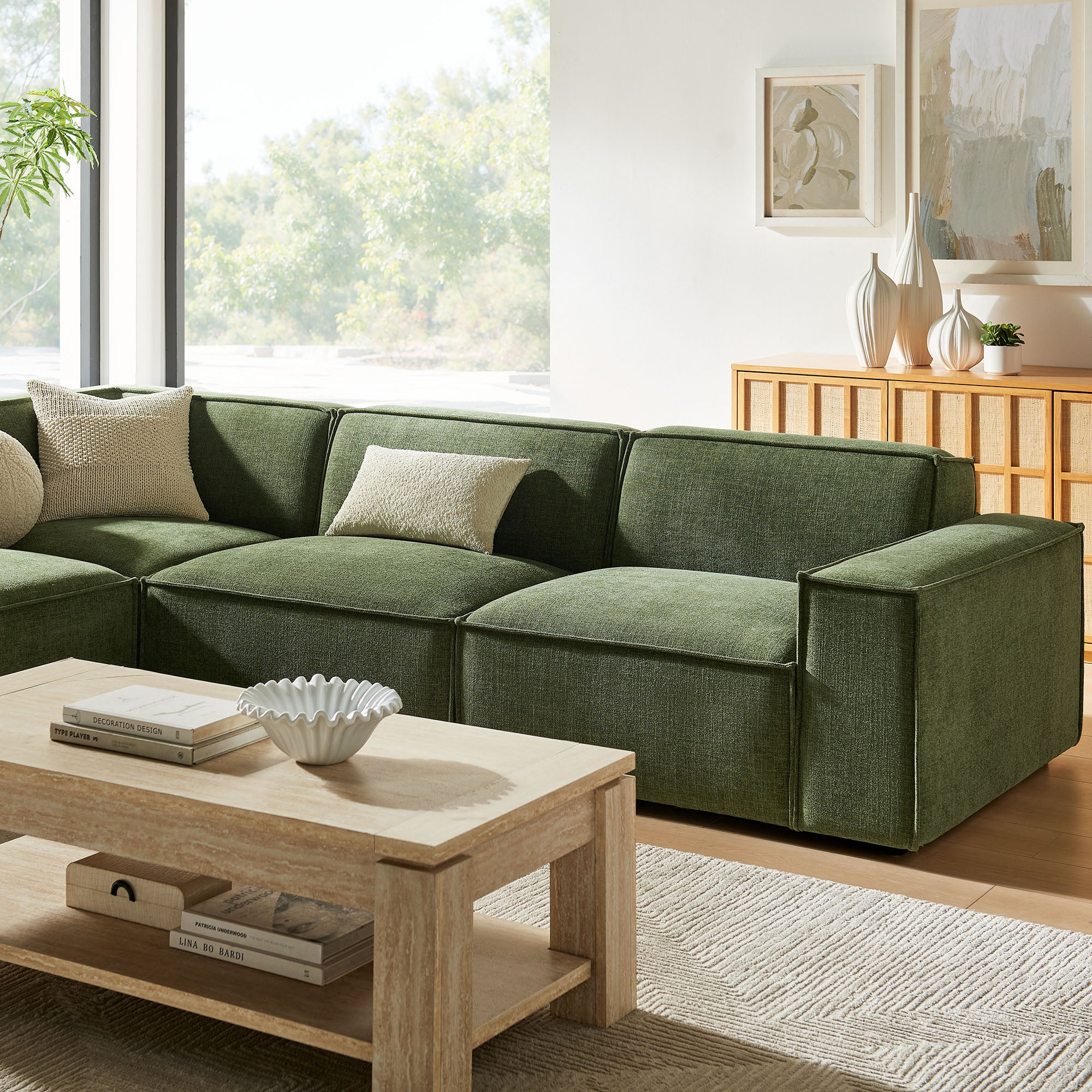 Modway EEI-7431 Restore 4-Piece Performance Fabric Upholstered Modular L-Shaped Sofa