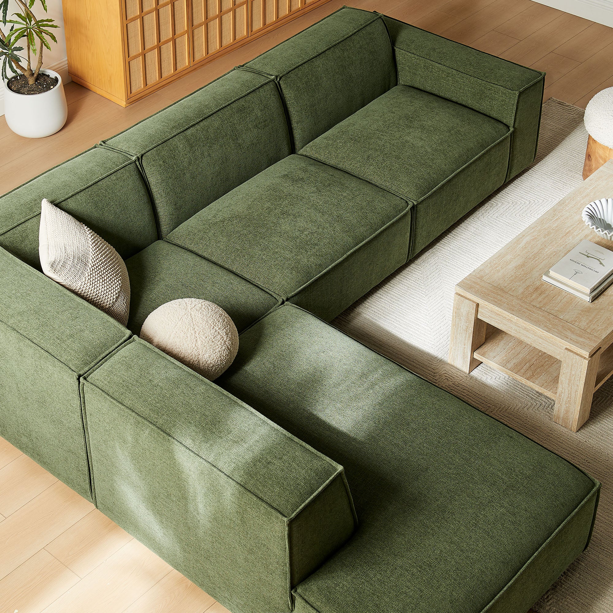 Modway EEI-7431 Restore 4-Piece Performance Fabric Upholstered Modular L-Shaped Sofa