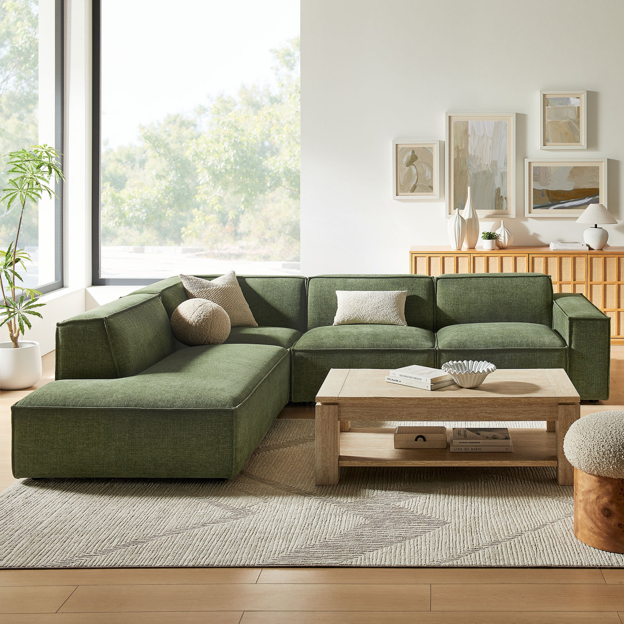 Modway EEI-7431 Restore 4-Piece Performance Fabric Upholstered Modular L-Shaped Sofa