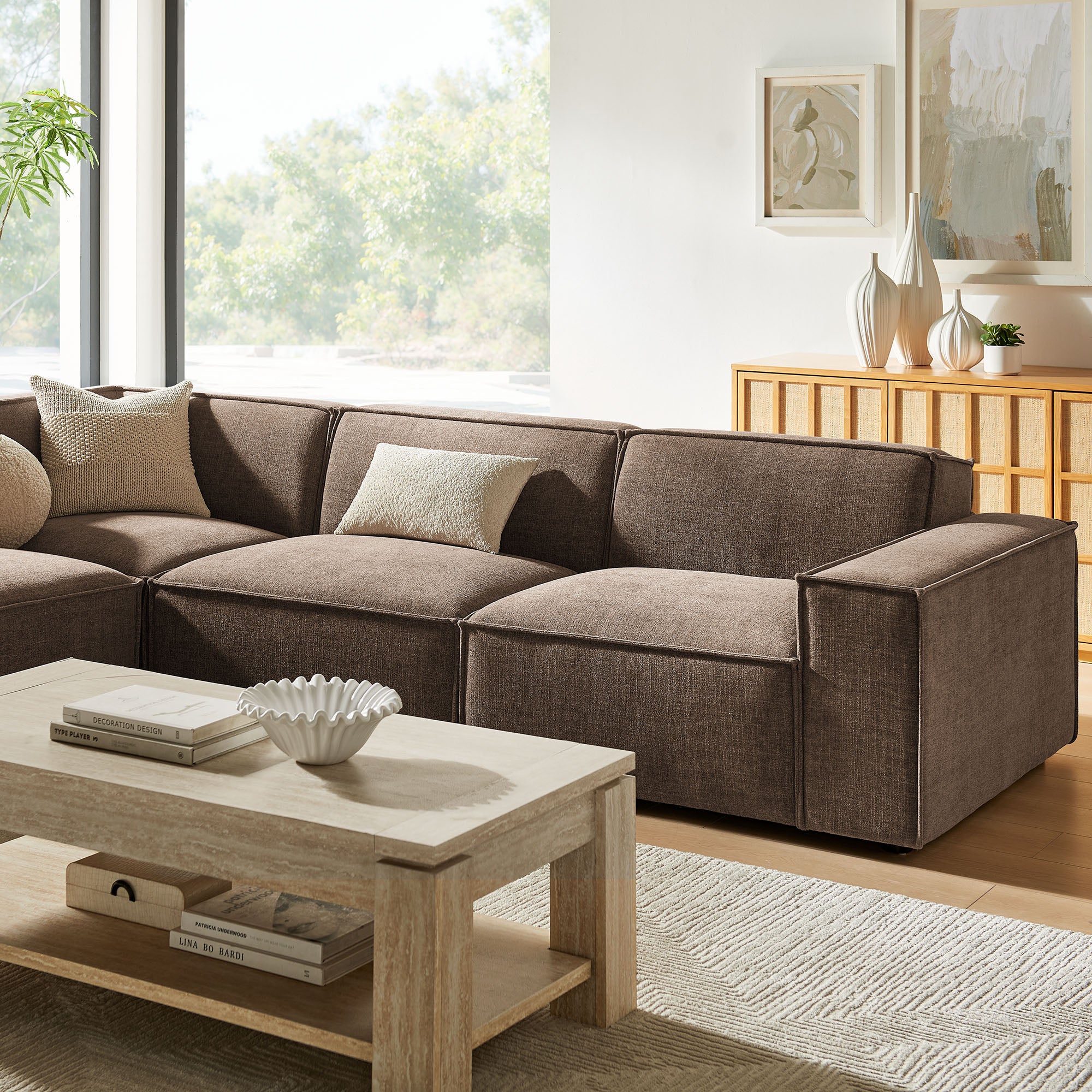 Modway EEI-7431 Restore 4-Piece Performance Fabric Upholstered Modular L-Shaped Sofa