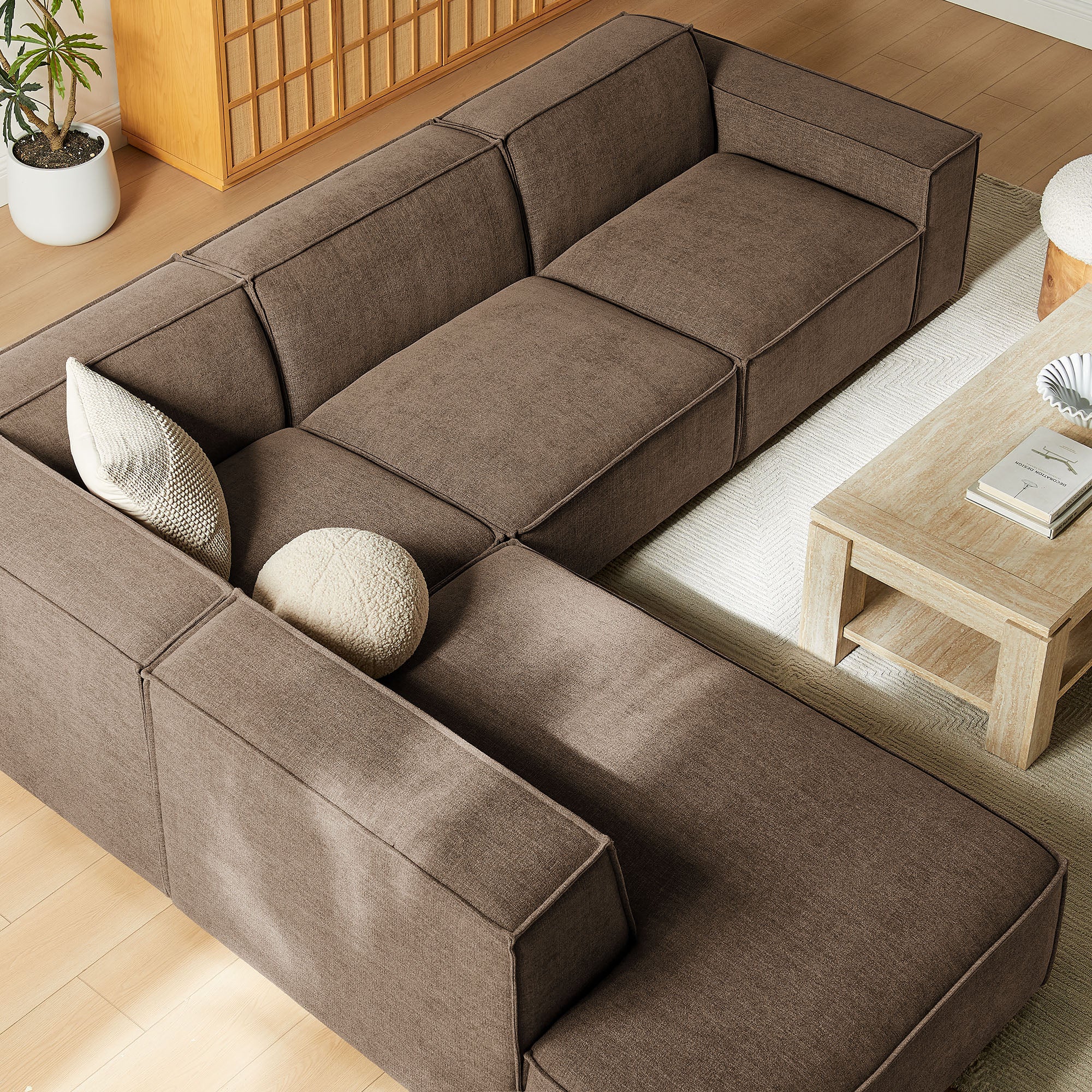 Modway EEI-7431 Restore 4-Piece Performance Fabric Upholstered Modular L-Shaped Sofa