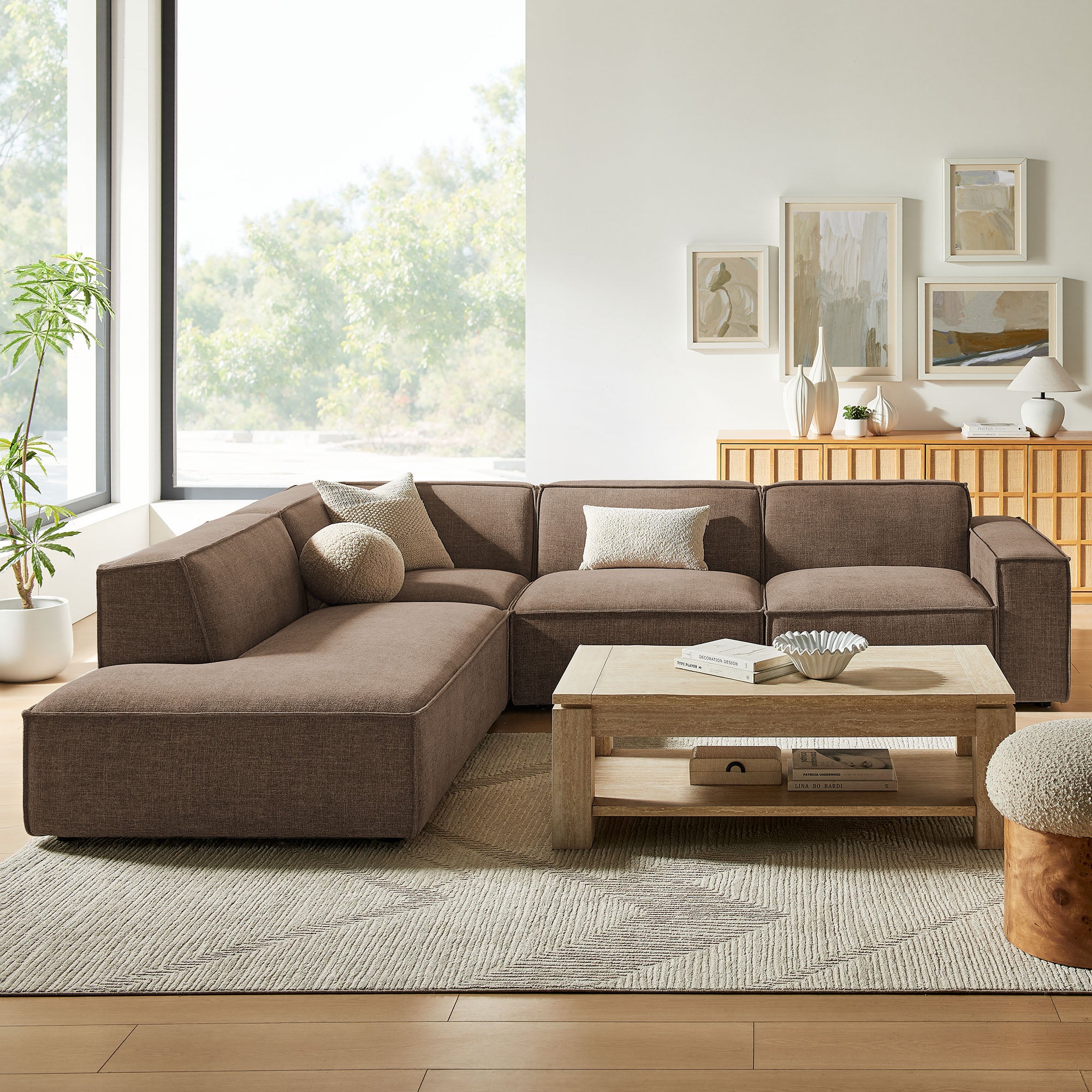 Modway EEI-7431 Restore 4-Piece Performance Fabric Upholstered Modular L-Shaped Sofa
