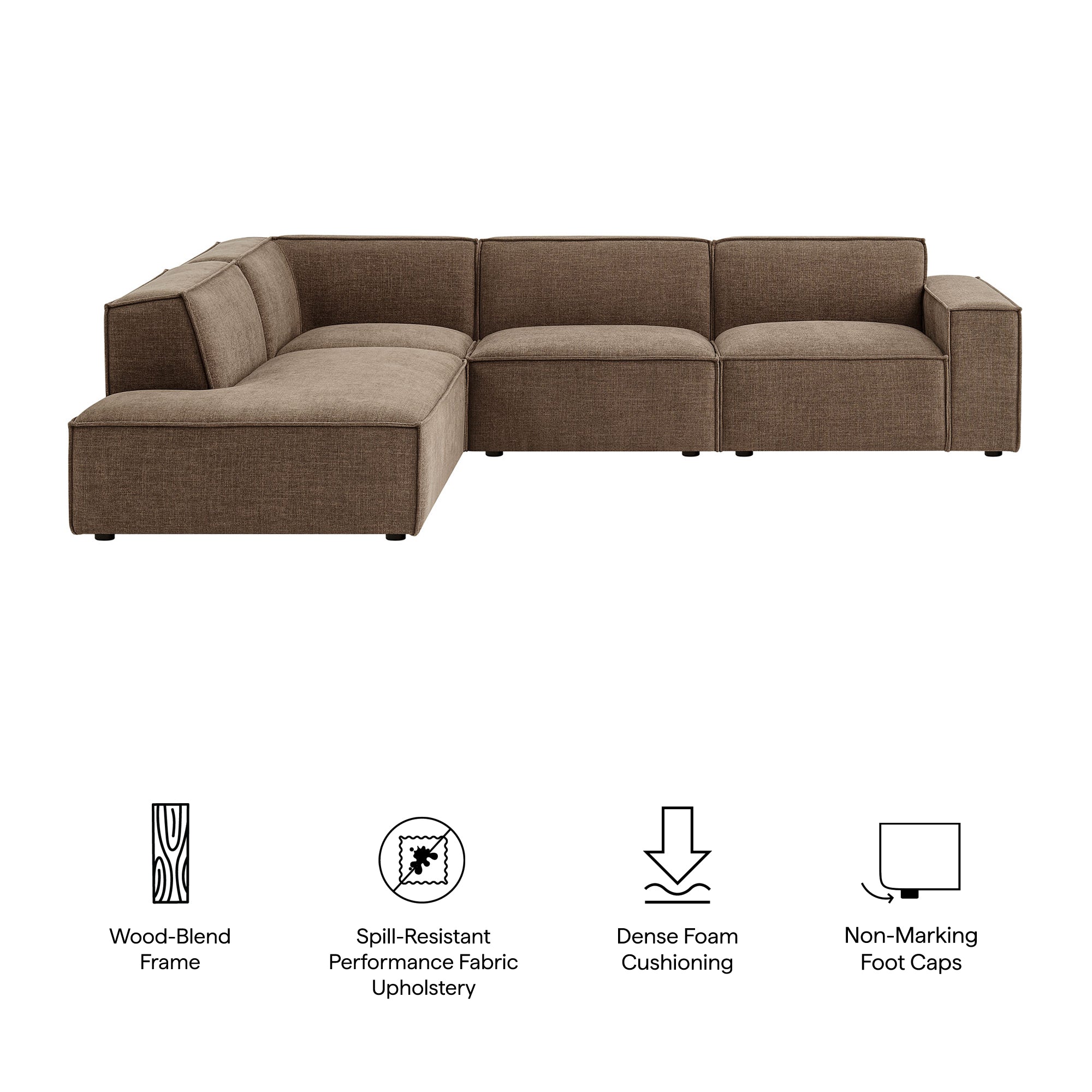 Modway EEI-7431 Restore 4-Piece Performance Fabric Upholstered Modular L-Shaped Sofa