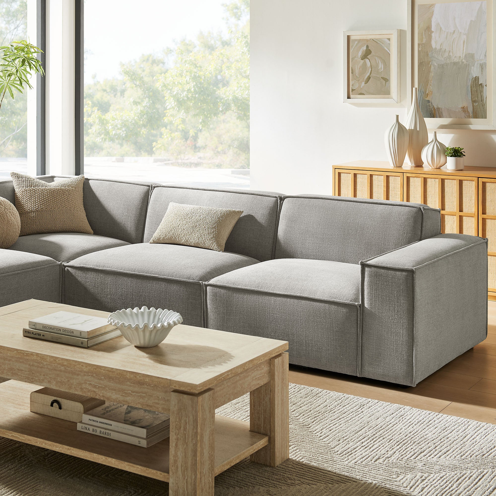 Modway EEI-7431 Restore 4-Piece Performance Fabric Upholstered Modular L-Shaped Sofa