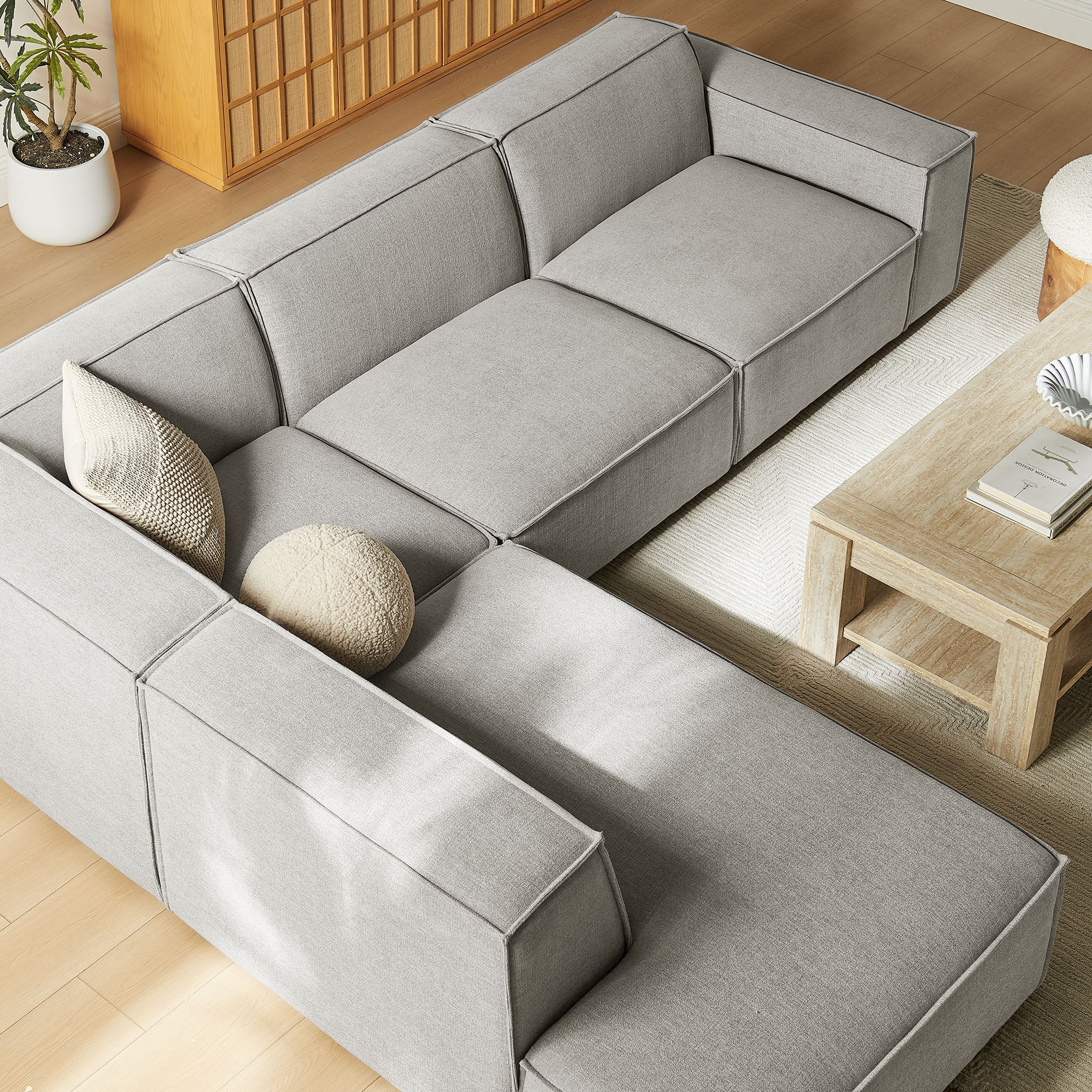 Modway EEI-7431 Restore 4-Piece Performance Fabric Upholstered Modular L-Shaped Sofa