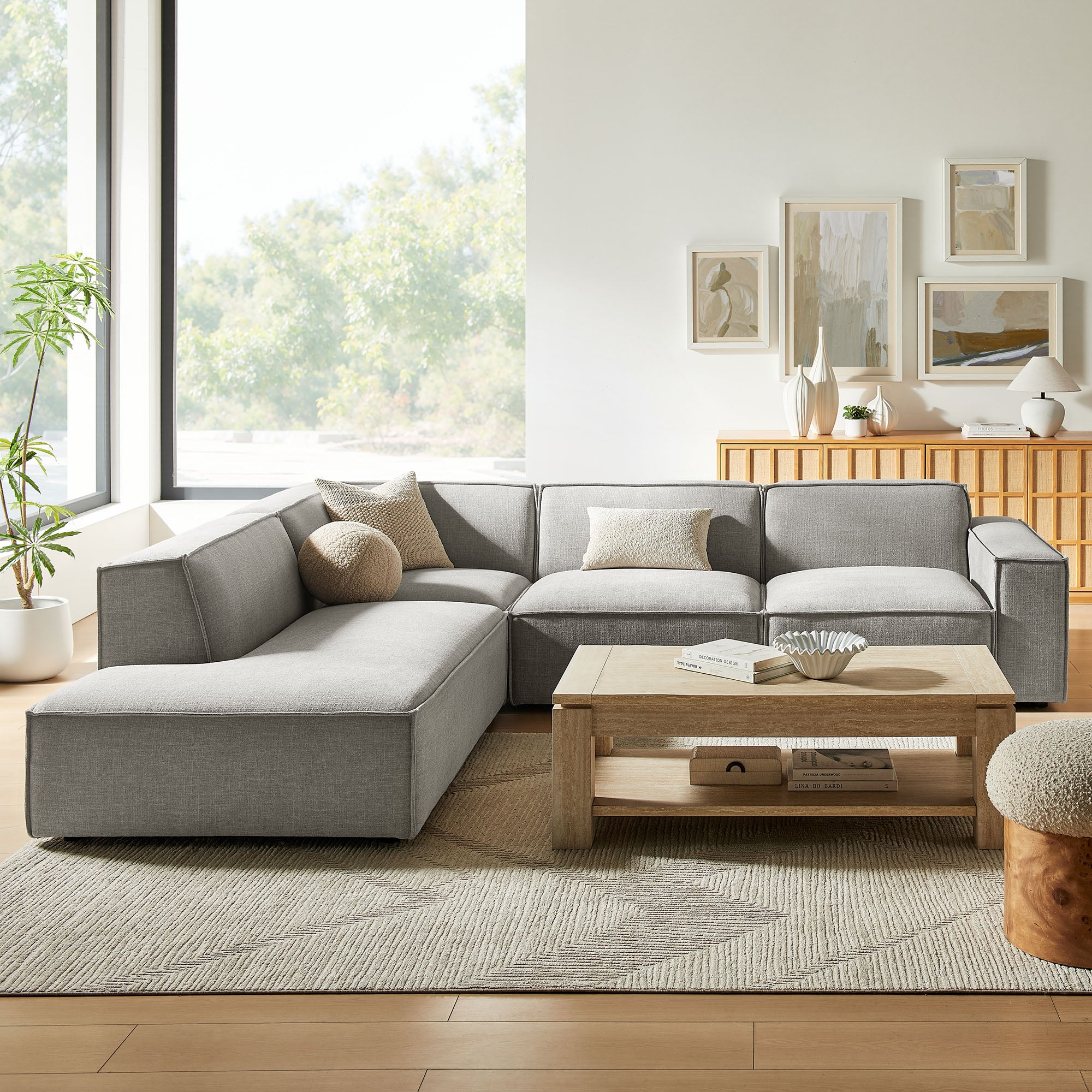 Modway EEI-7431 Restore 4-Piece Performance Fabric Upholstered Modular L-Shaped Sofa