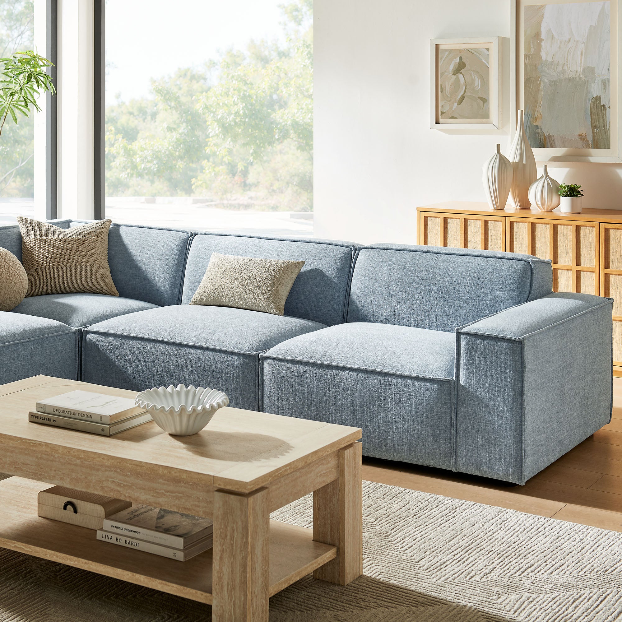 Modway EEI-7431 Restore 4-Piece Performance Fabric Upholstered Modular L-Shaped Sofa