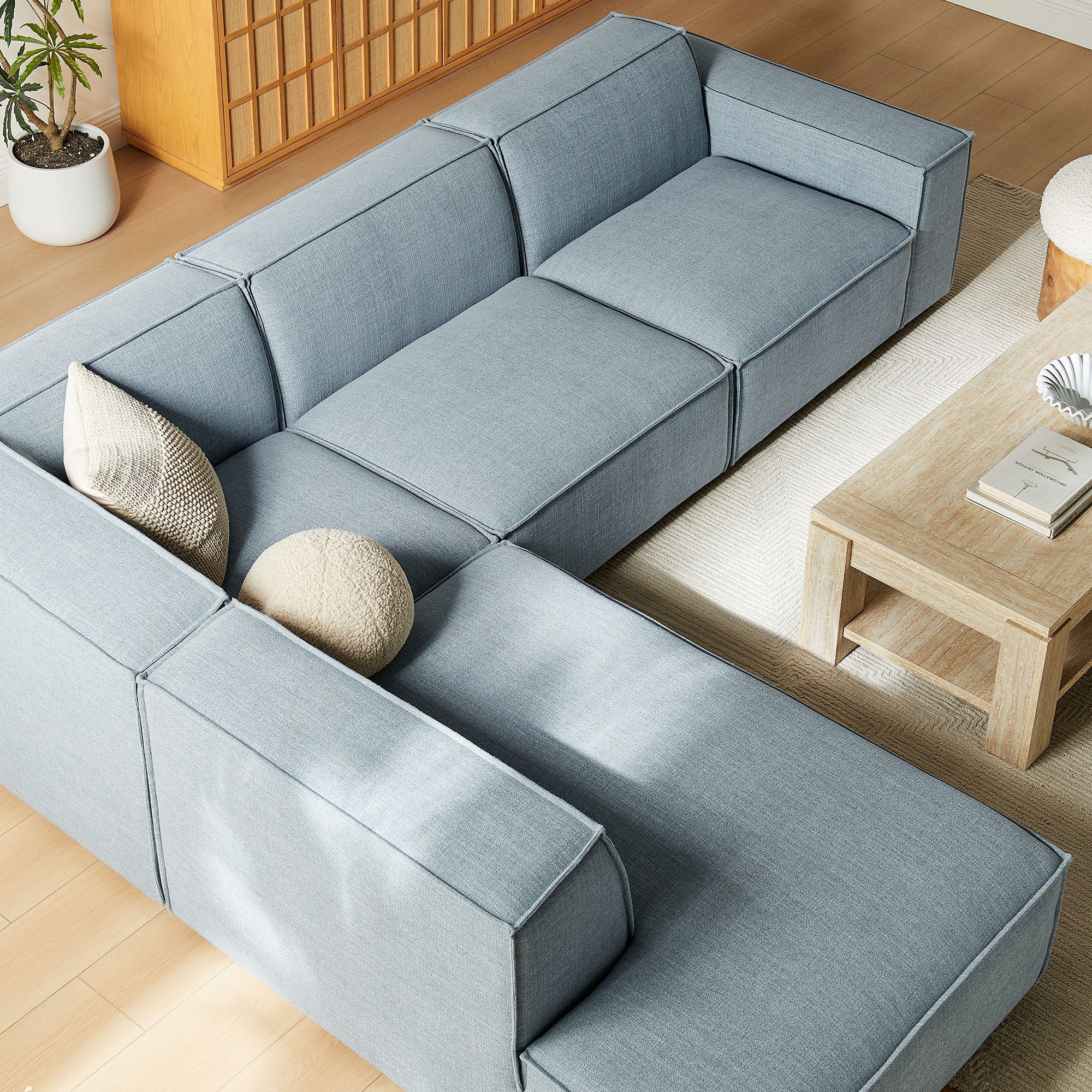 Modway EEI-7431 Restore 4-Piece Performance Fabric Upholstered Modular L-Shaped Sofa