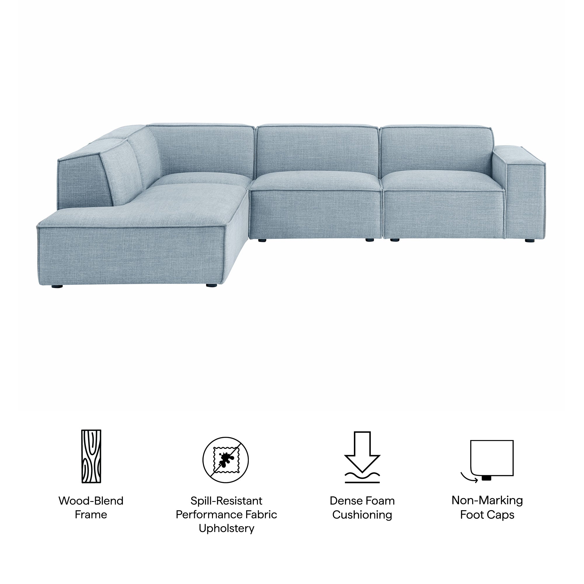Modway EEI-7431 Restore 4-Piece Performance Fabric Upholstered Modular L-Shaped Sofa