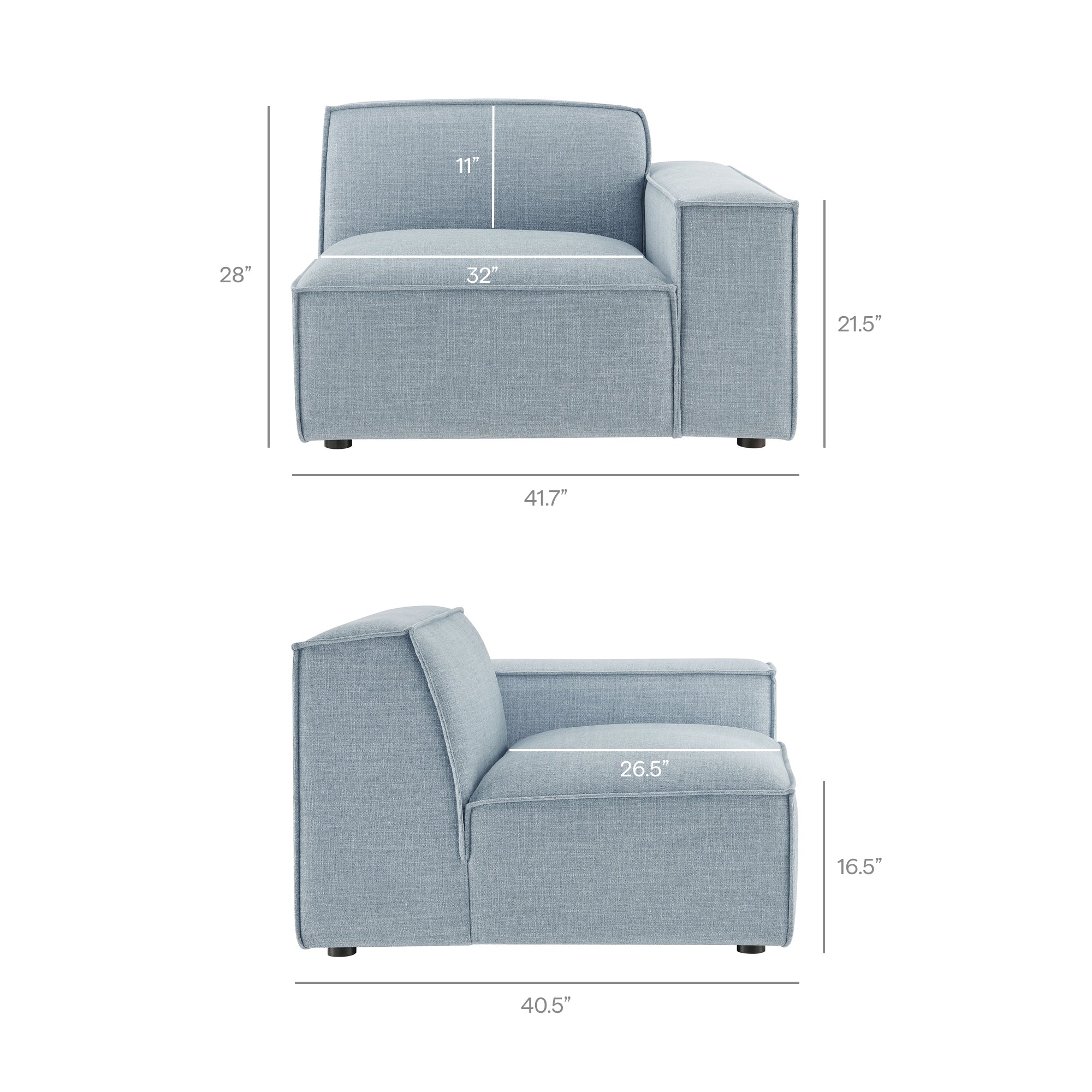 Modway EEI-7431 Restore 4-Piece Performance Fabric Upholstered Modular L-Shaped Sofa