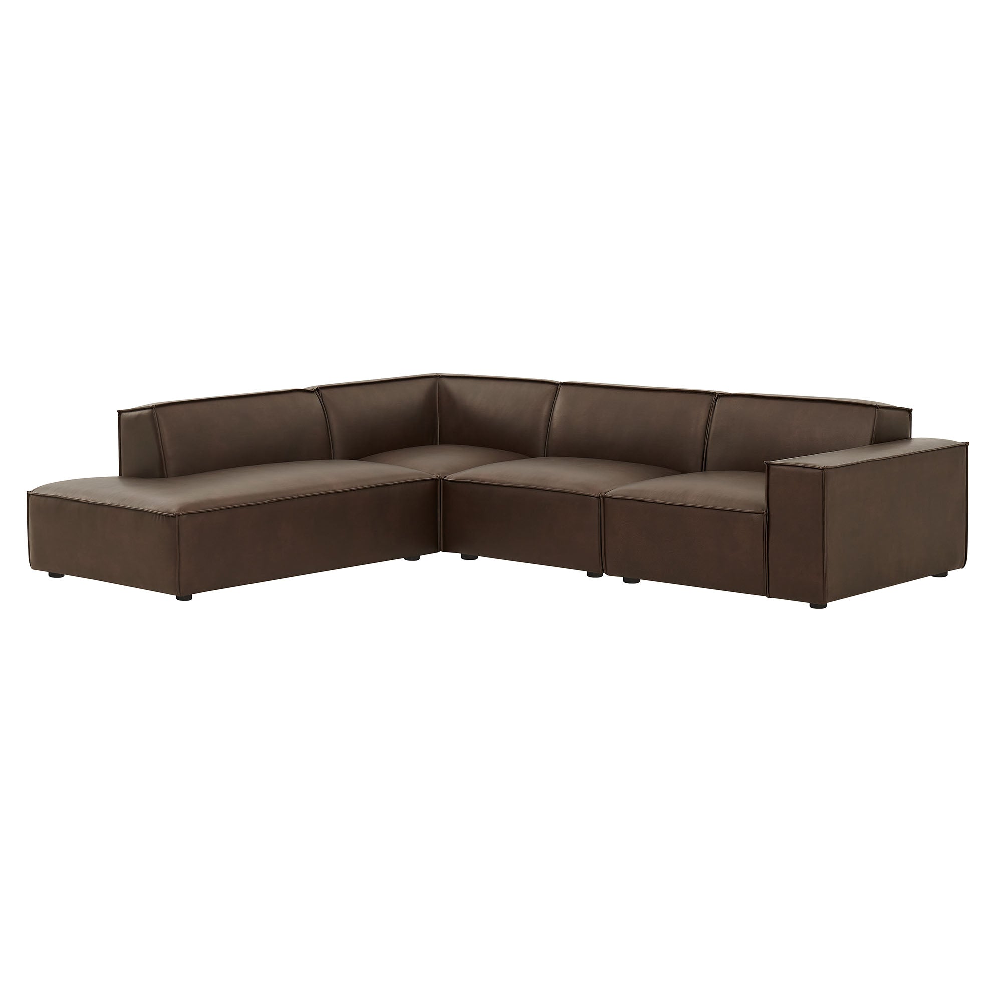 Modway EEI-7432 Restore 4-Piece Vegan Leather Modular L-Shaped Sofa