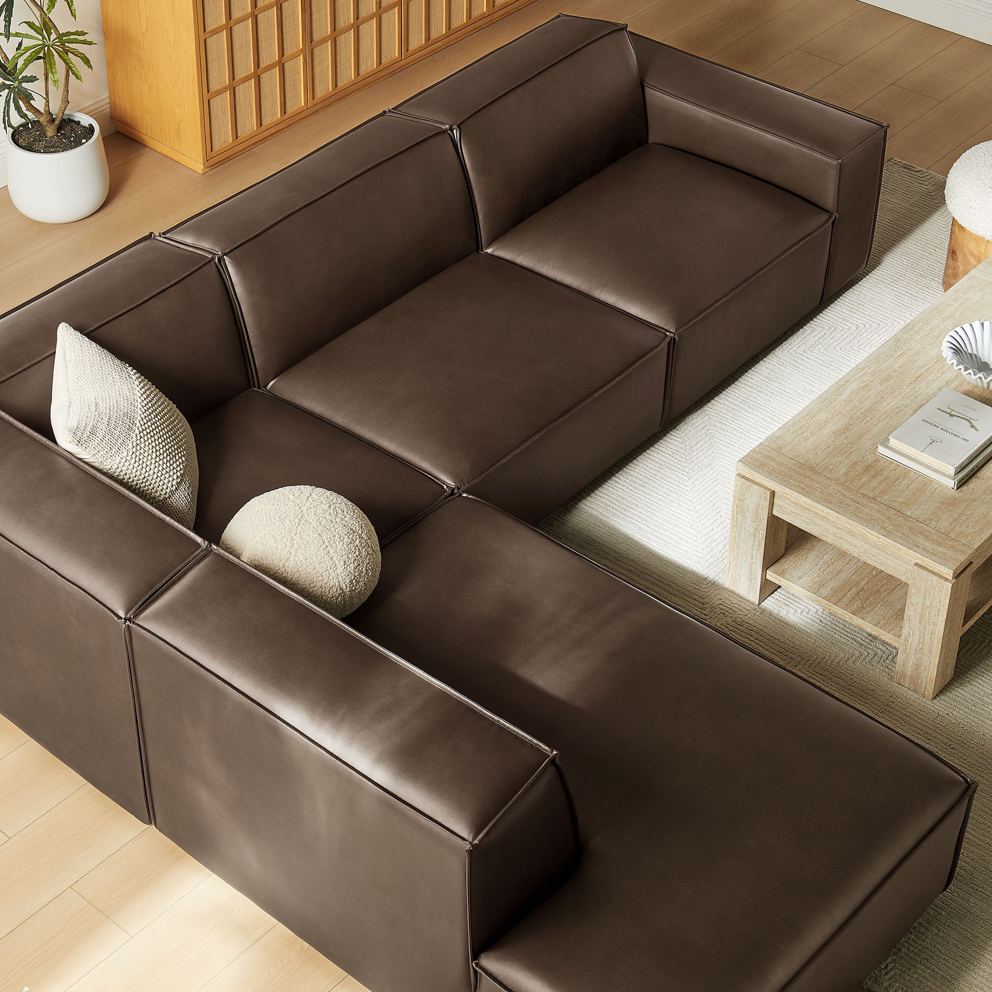 Modway EEI-7432 Restore 4-Piece Vegan Leather Modular L-Shaped Sofa