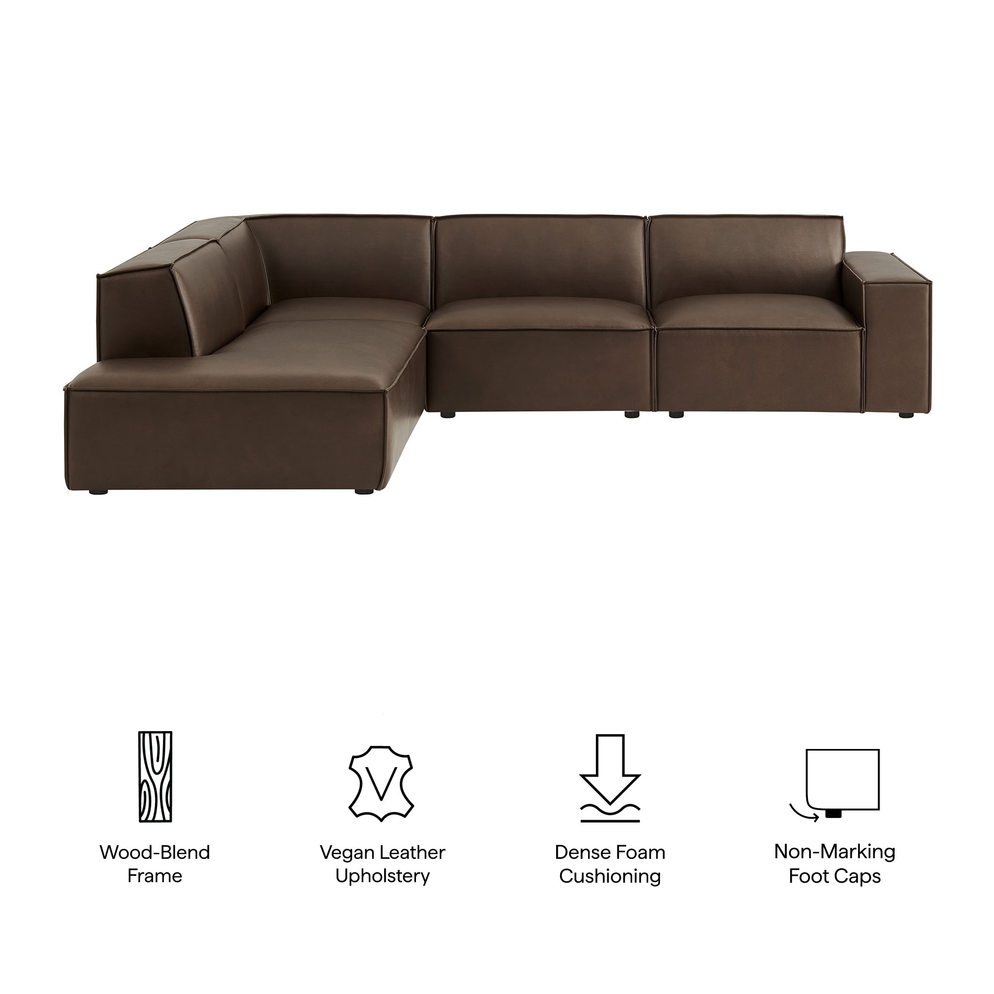 Modway EEI-7432 Restore 4-Piece Vegan Leather Modular L-Shaped Sofa
