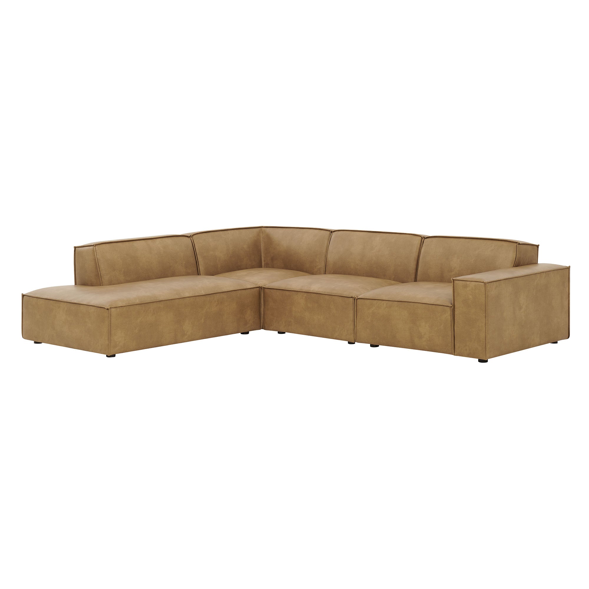 Modway EEI-7432 Restore 4-Piece Vegan Leather Modular L-Shaped Sofa