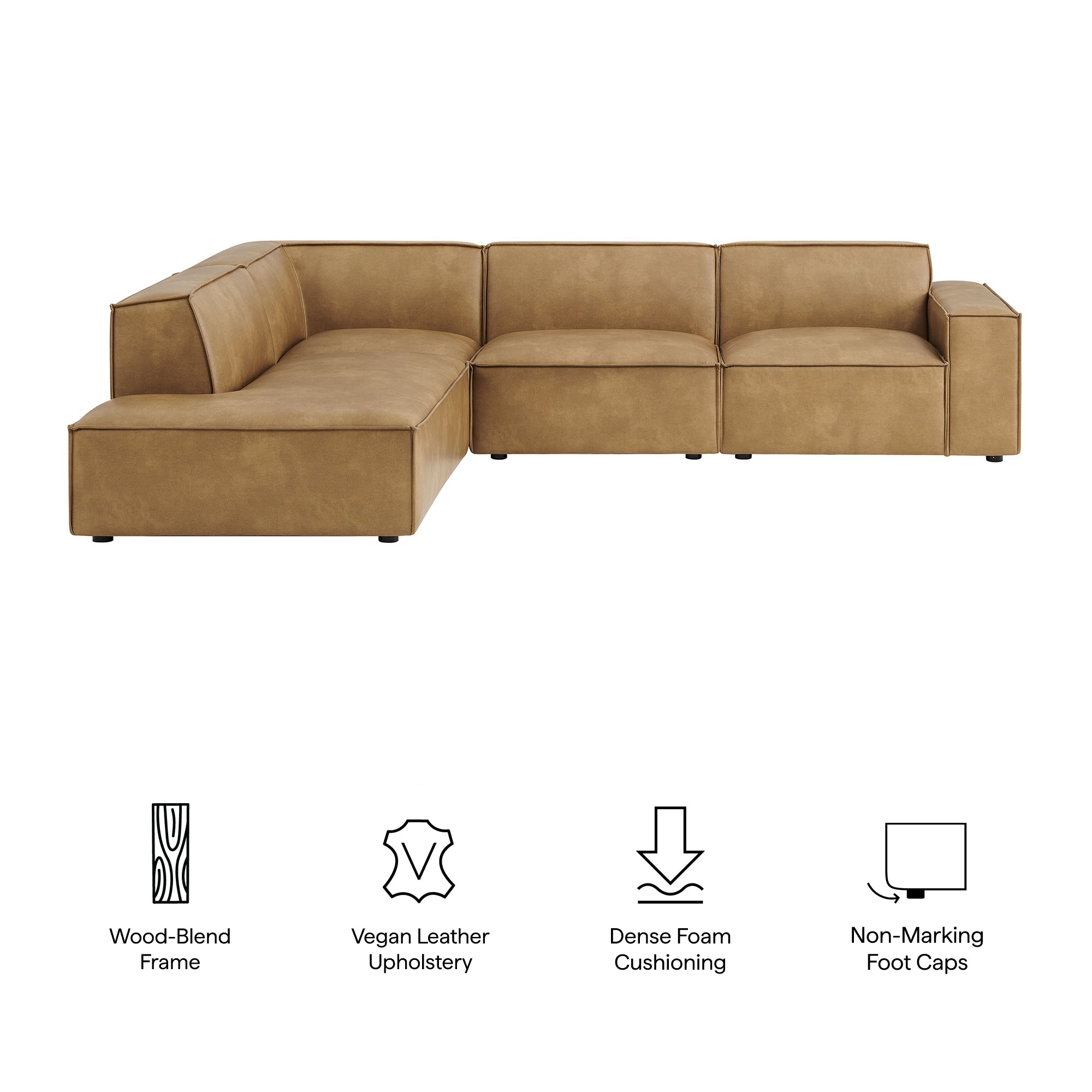 Modway EEI-7432 Restore 4-Piece Vegan Leather Modular L-Shaped Sofa