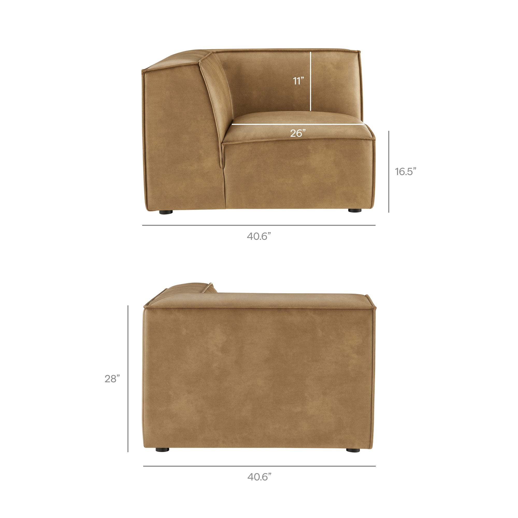 Modway EEI-7432 Restore 4-Piece Vegan Leather Modular L-Shaped Sofa