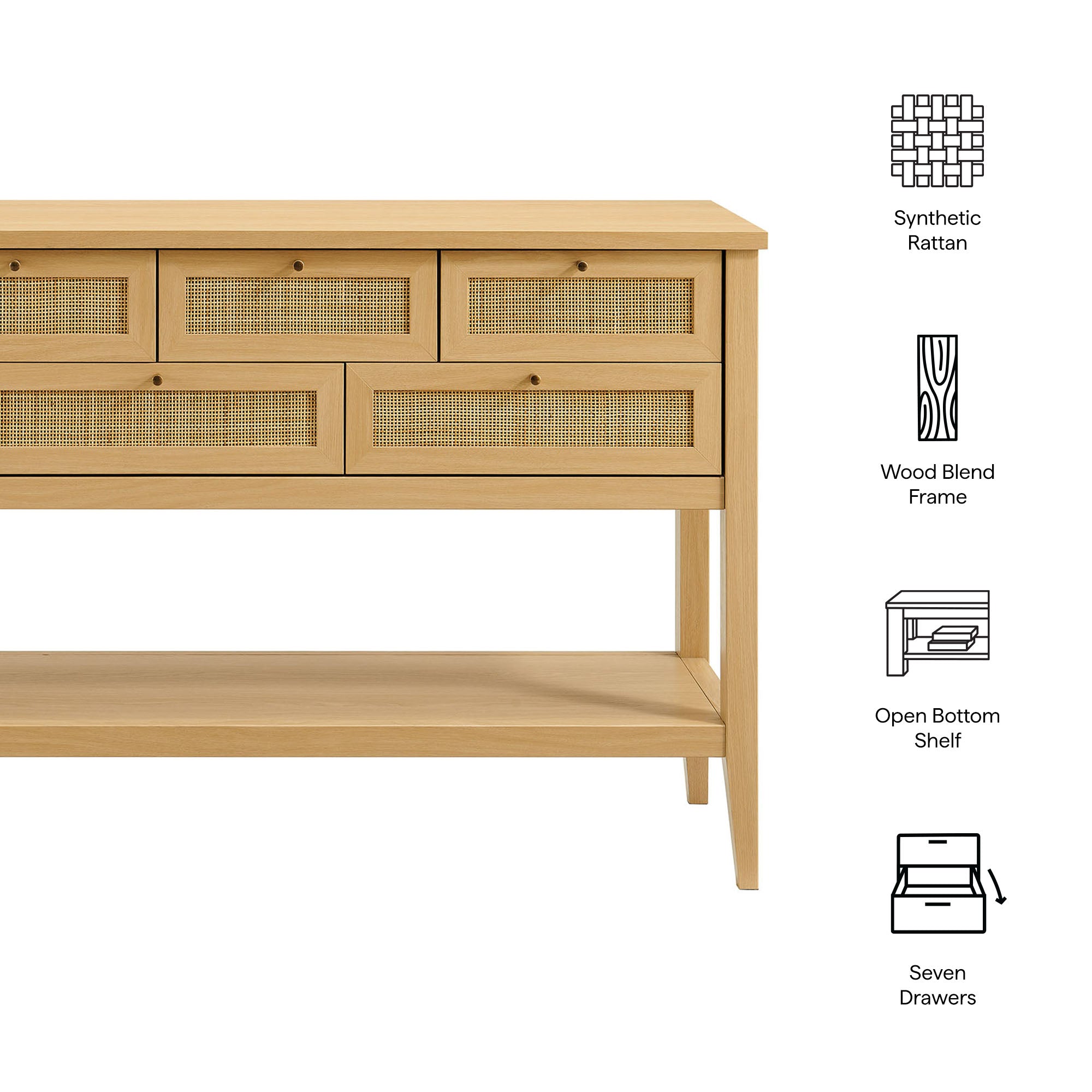 Modway EEI-7435 Soma 62 Inch Rattan Console Table