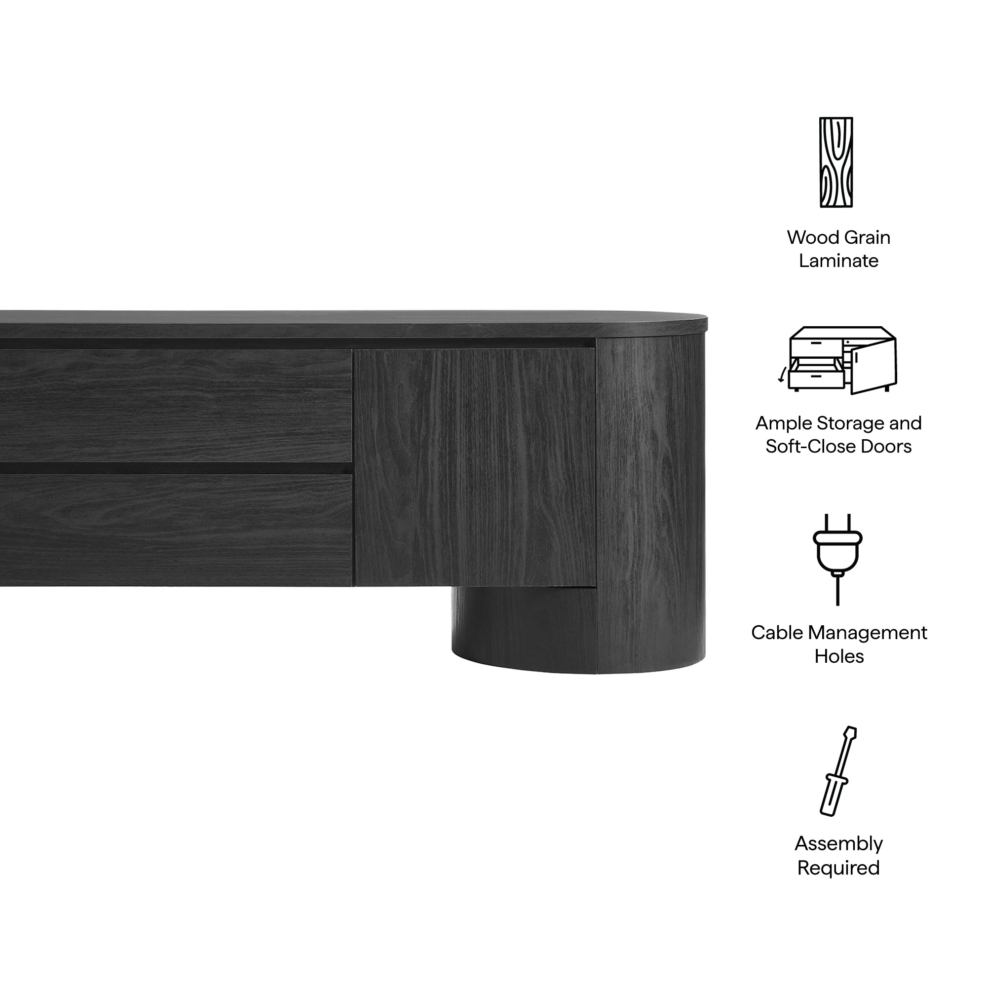 Modway Duval 71 Inch Oval TV Cabinet