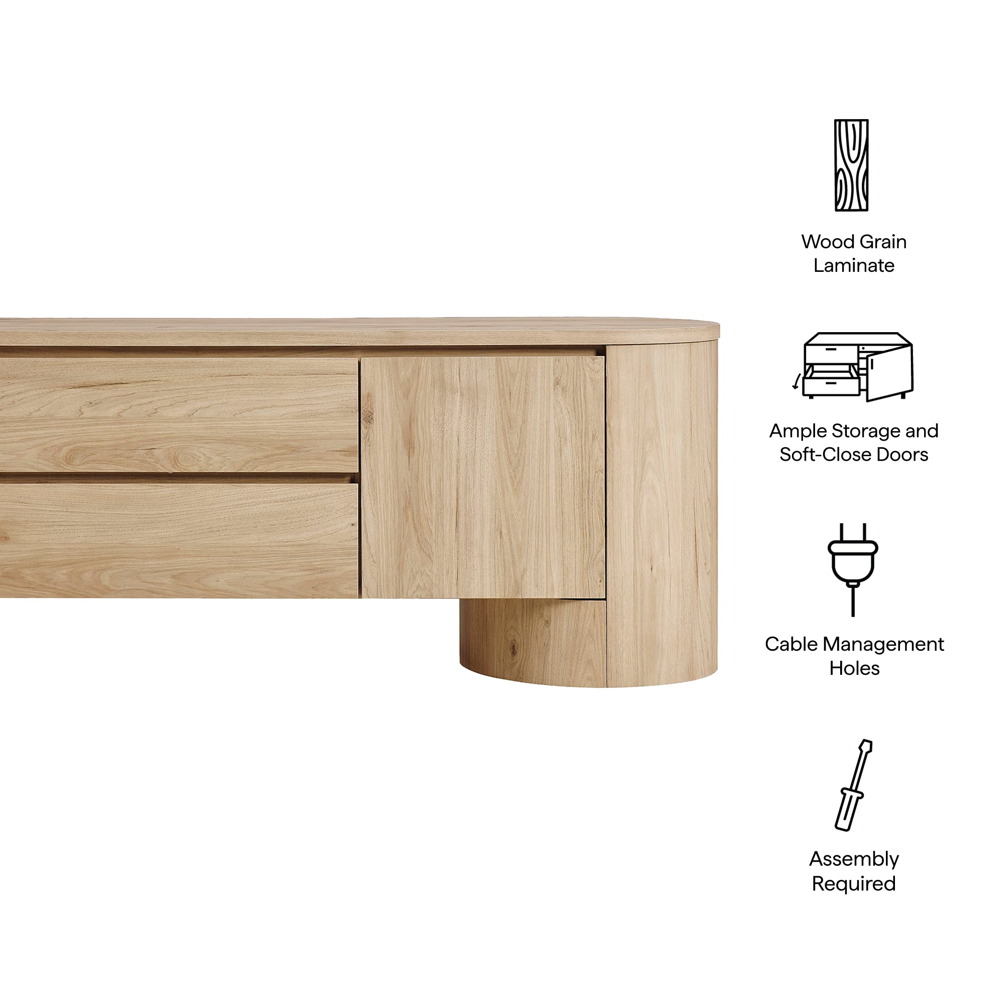 Modway Duval 71 Inch Oval TV Cabinet