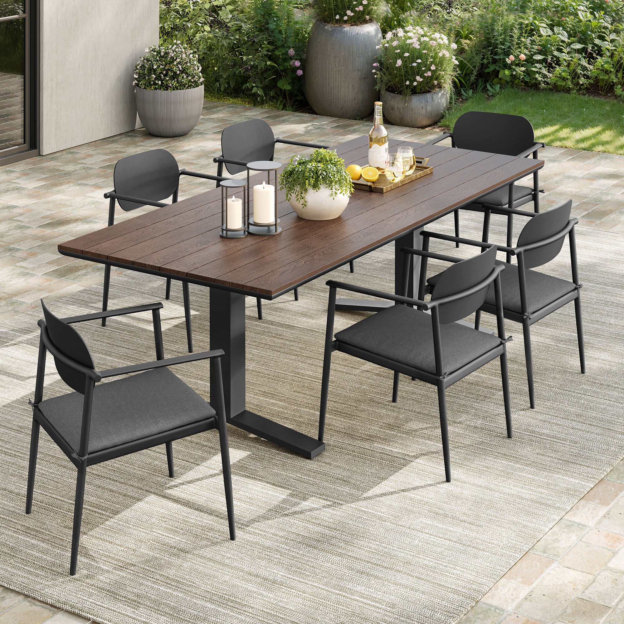 Modway Aeris 7-Piece Outdoor Patio Aluminum Dining Set