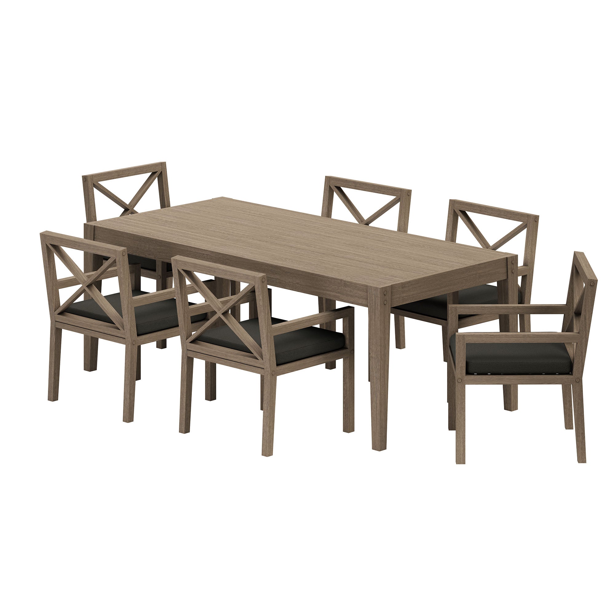 Modway EEI-7445 Northlake 7-Piece Outdoor Patio Teak Wood Dining Set