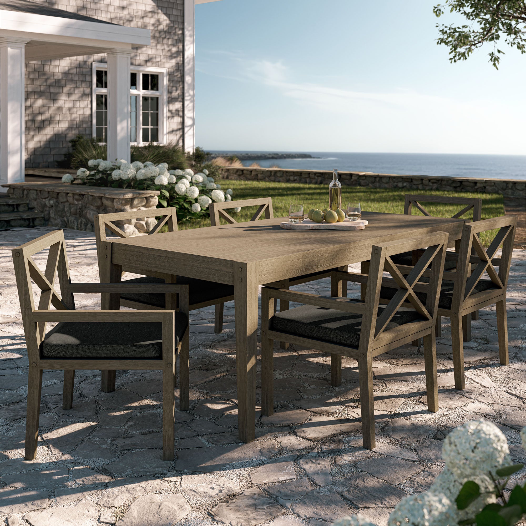 Modway EEI-7445 Northlake 7-Piece Outdoor Patio Teak Wood Dining Set